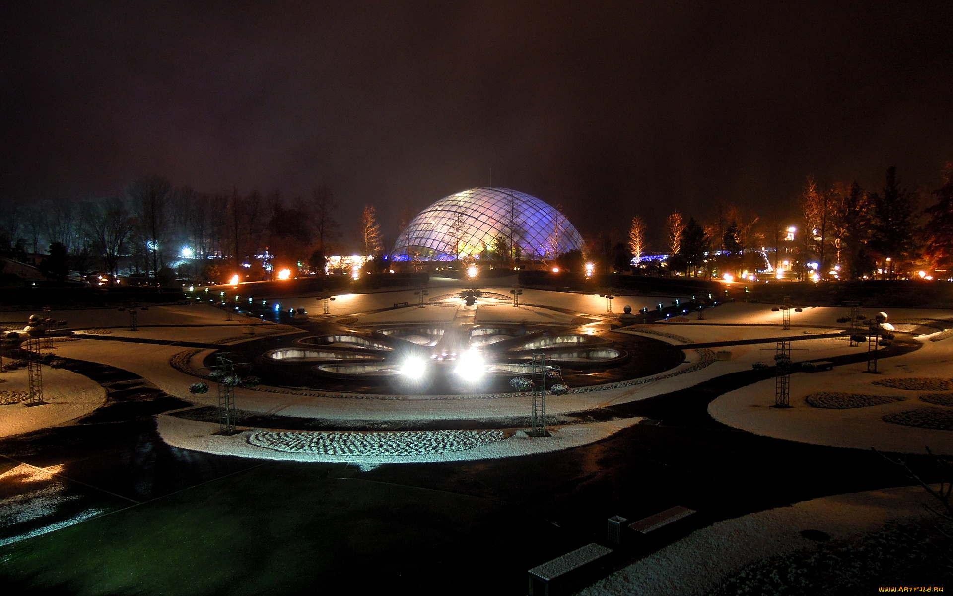 города, огни, ночного, ночь