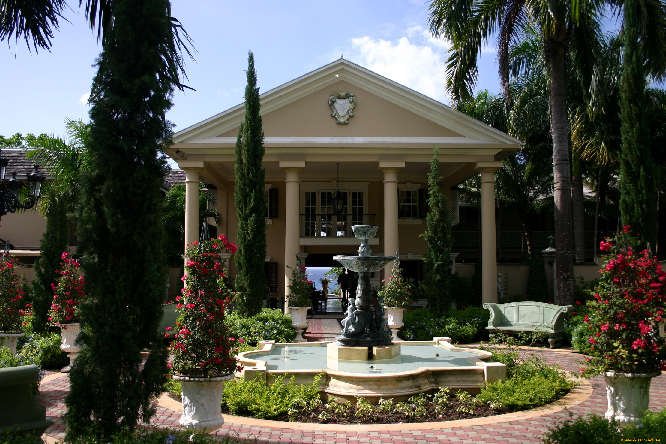 города, здания, дома, фонтан