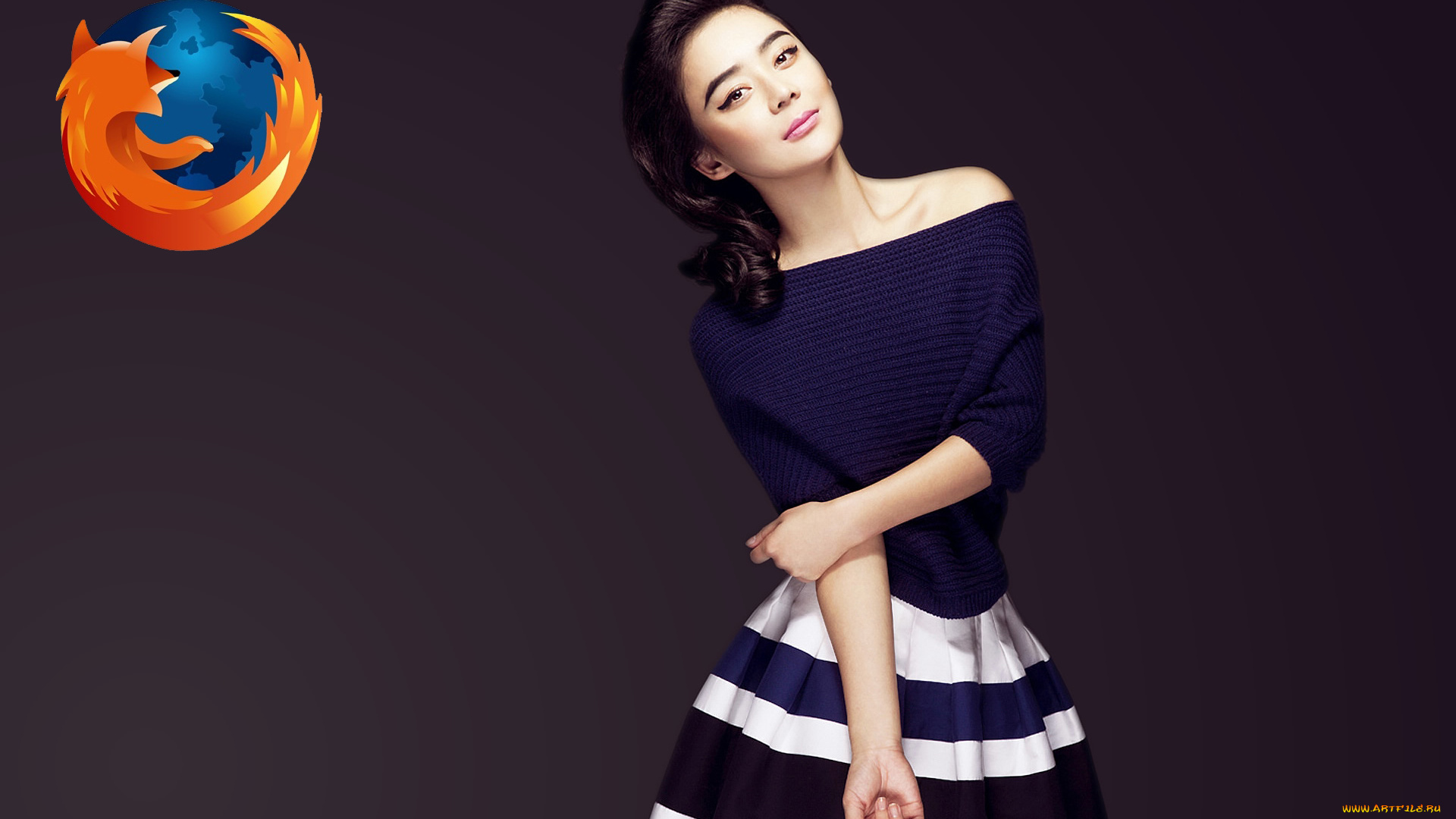 компьютеры, mozilla, firefox, логотип, азиатка, девушка
