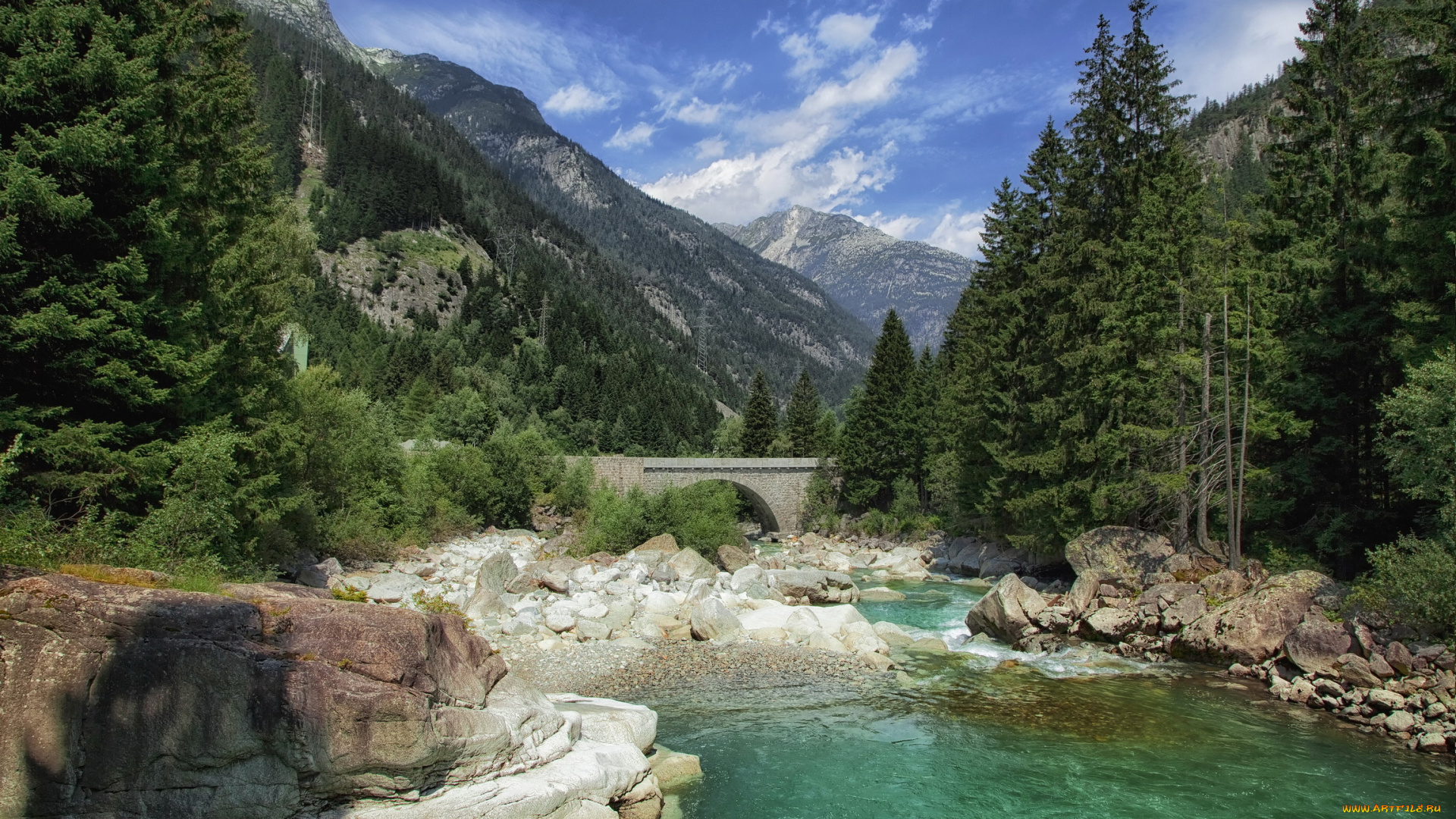 швейцария, ури, вассен, природа, реки, озера, горы, лес, река