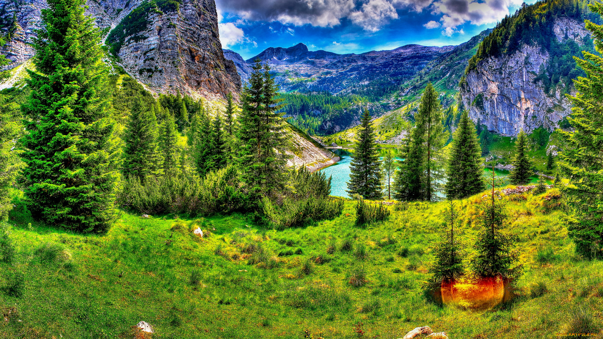 словения, kobarid, природа, пейзажи, горы, озеро, пейзаж