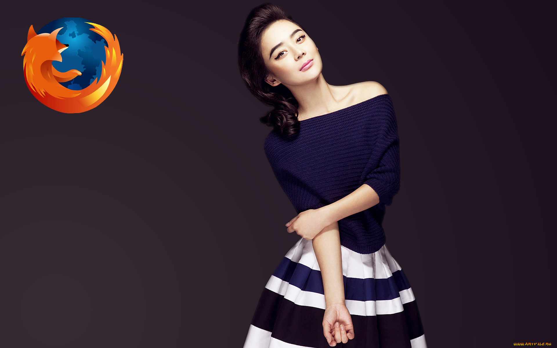 компьютеры, mozilla, firefox, логотип, азиатка, девушка