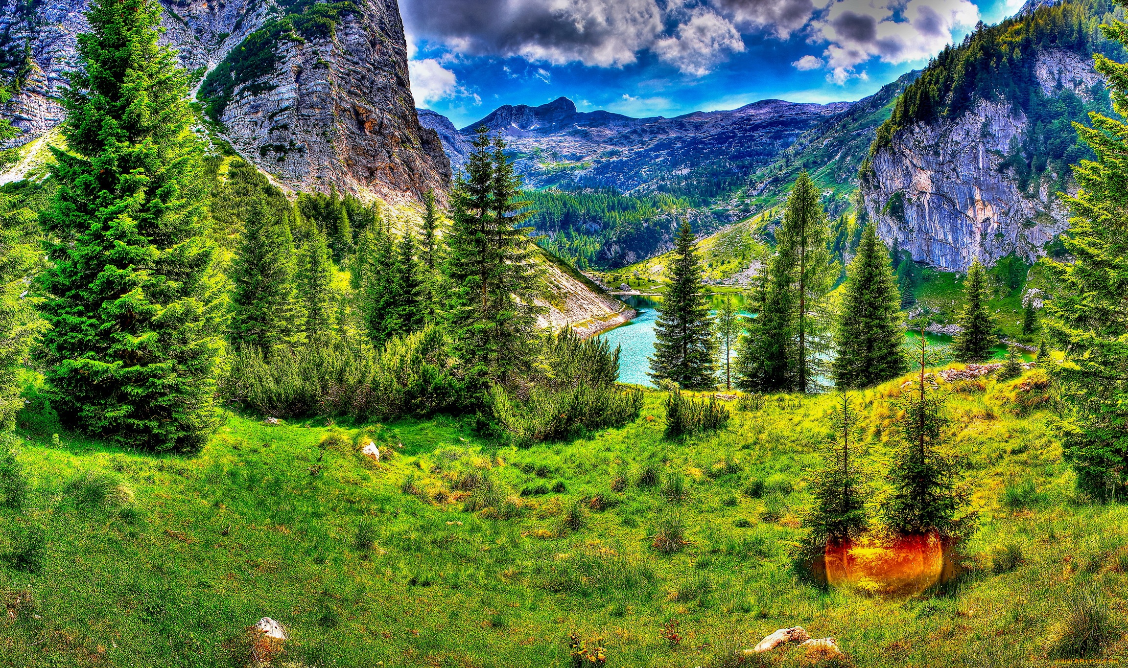 словения, kobarid, природа, пейзажи, горы, озеро, пейзаж