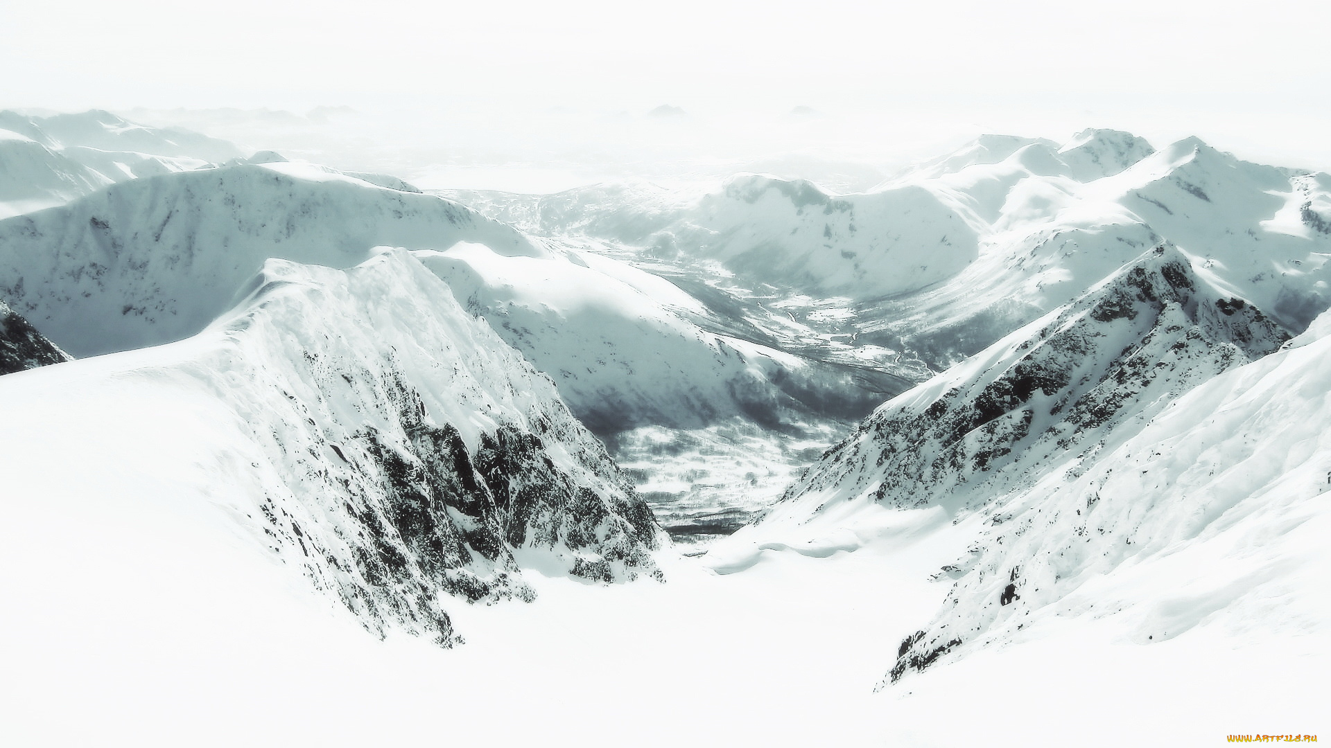 3д, графика, nature, landscape, , природа, горы, снег