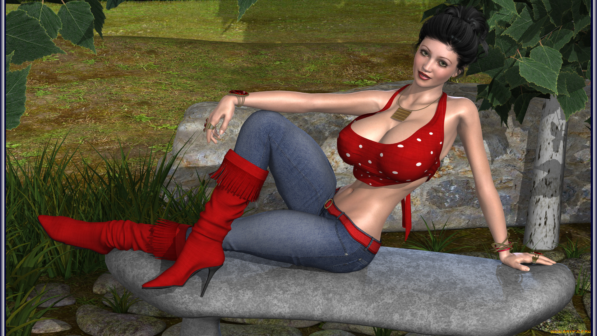 3д, графика, people, , люди, улыбка, взгляд, девушка