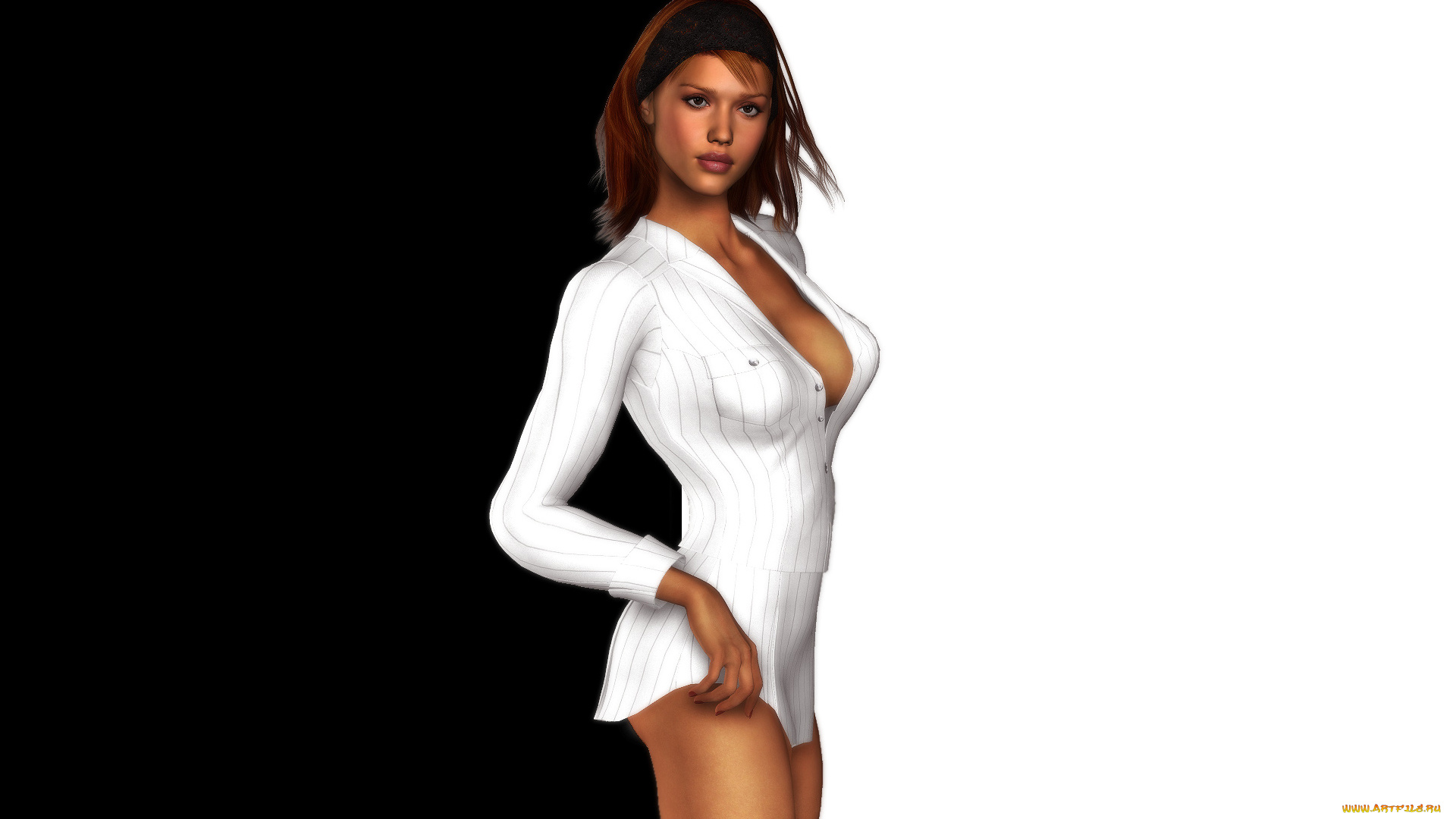 девушка, 3д, графика, people, , люди, черное, белое