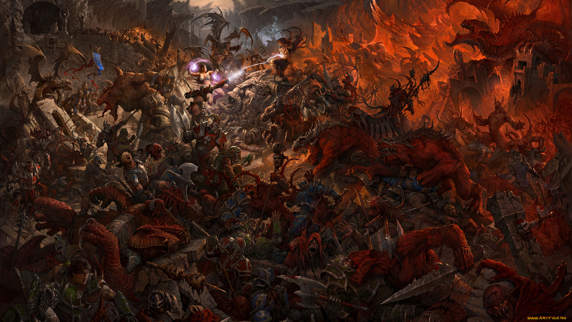 leo, hao, фэнтези, существа, чудовища, монстры, сражение, битва, leo, hao, люди, драконы