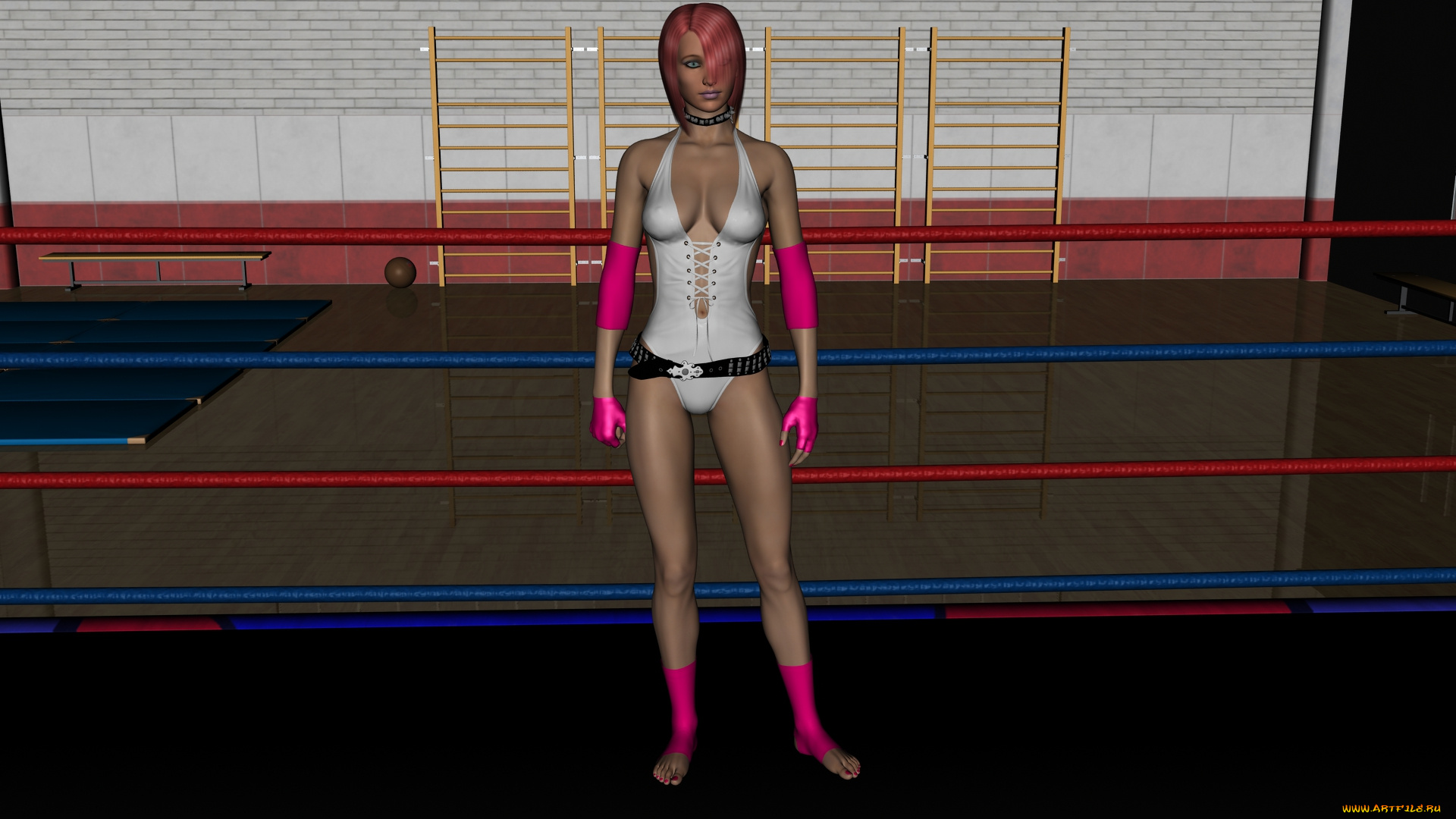 wrestlers, 3д, графика, people, , люди, ринг, девушка