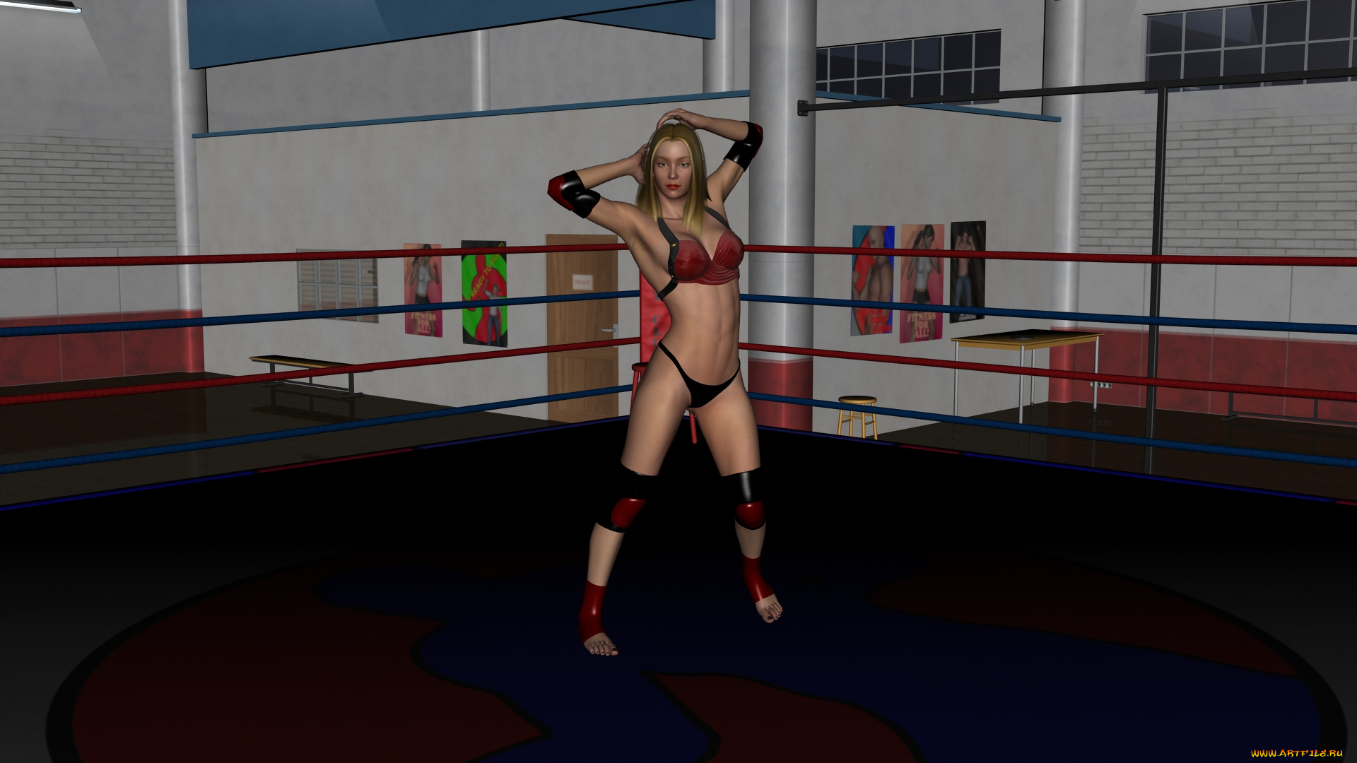 wrestlers, 3д, графика, people, , люди, ринг, девушка