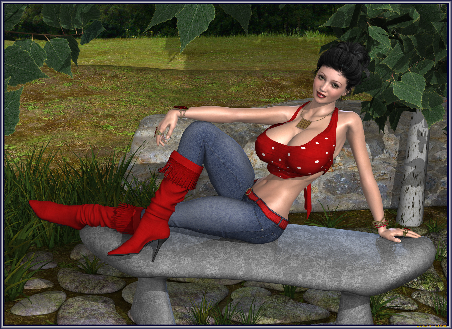 3д, графика, people, , люди, улыбка, взгляд, девушка