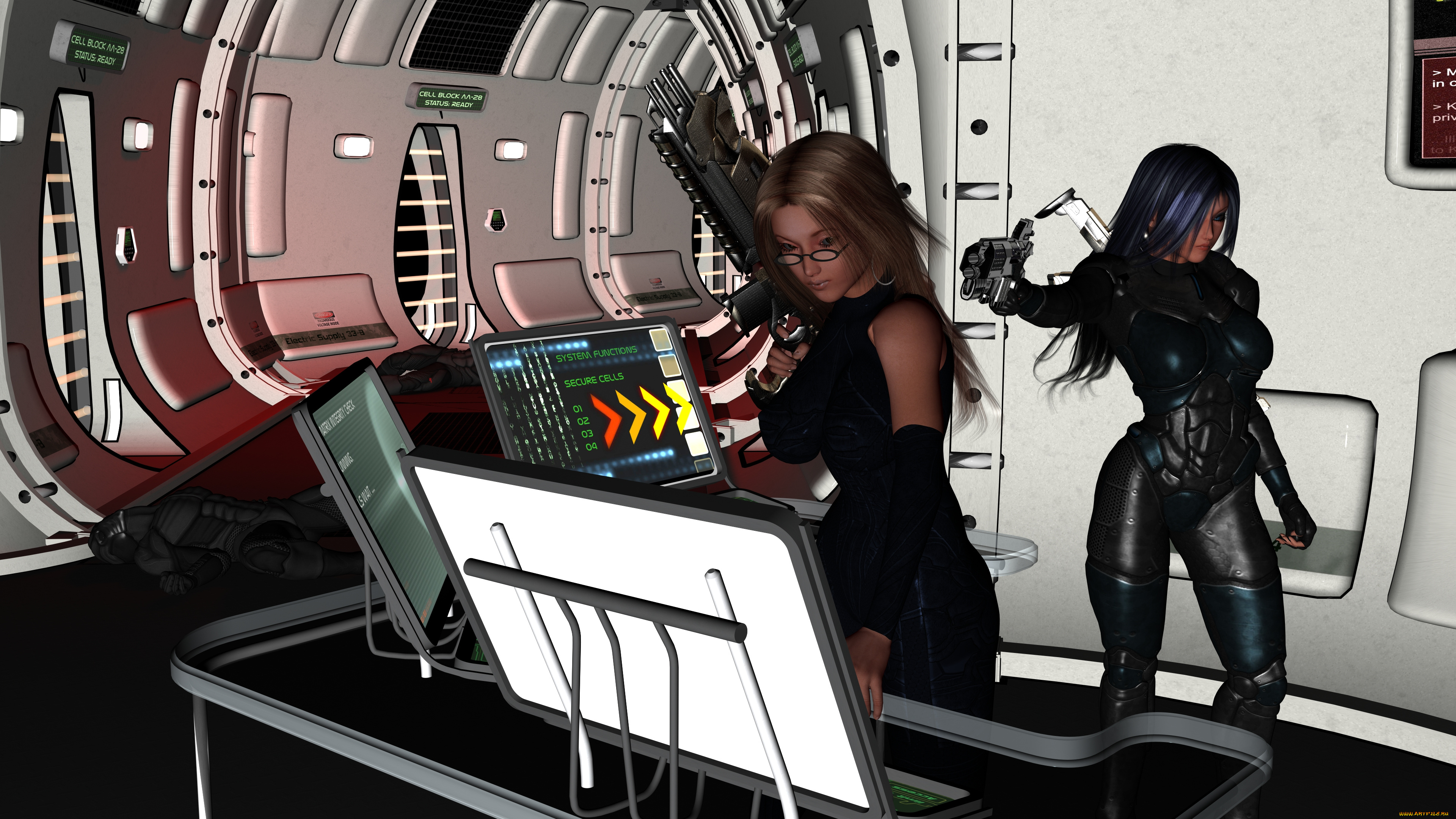 3д, графика, fantasy, , фантазия, оружие, девушки, пульт