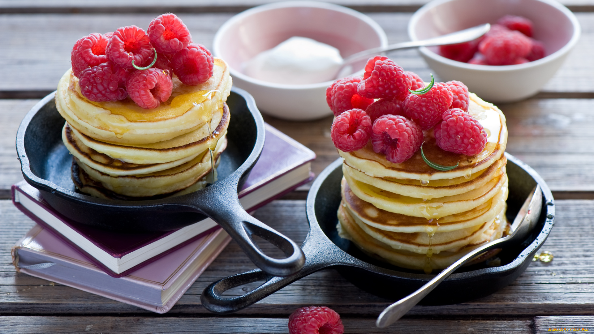 еда, блины, , оладьи, малина