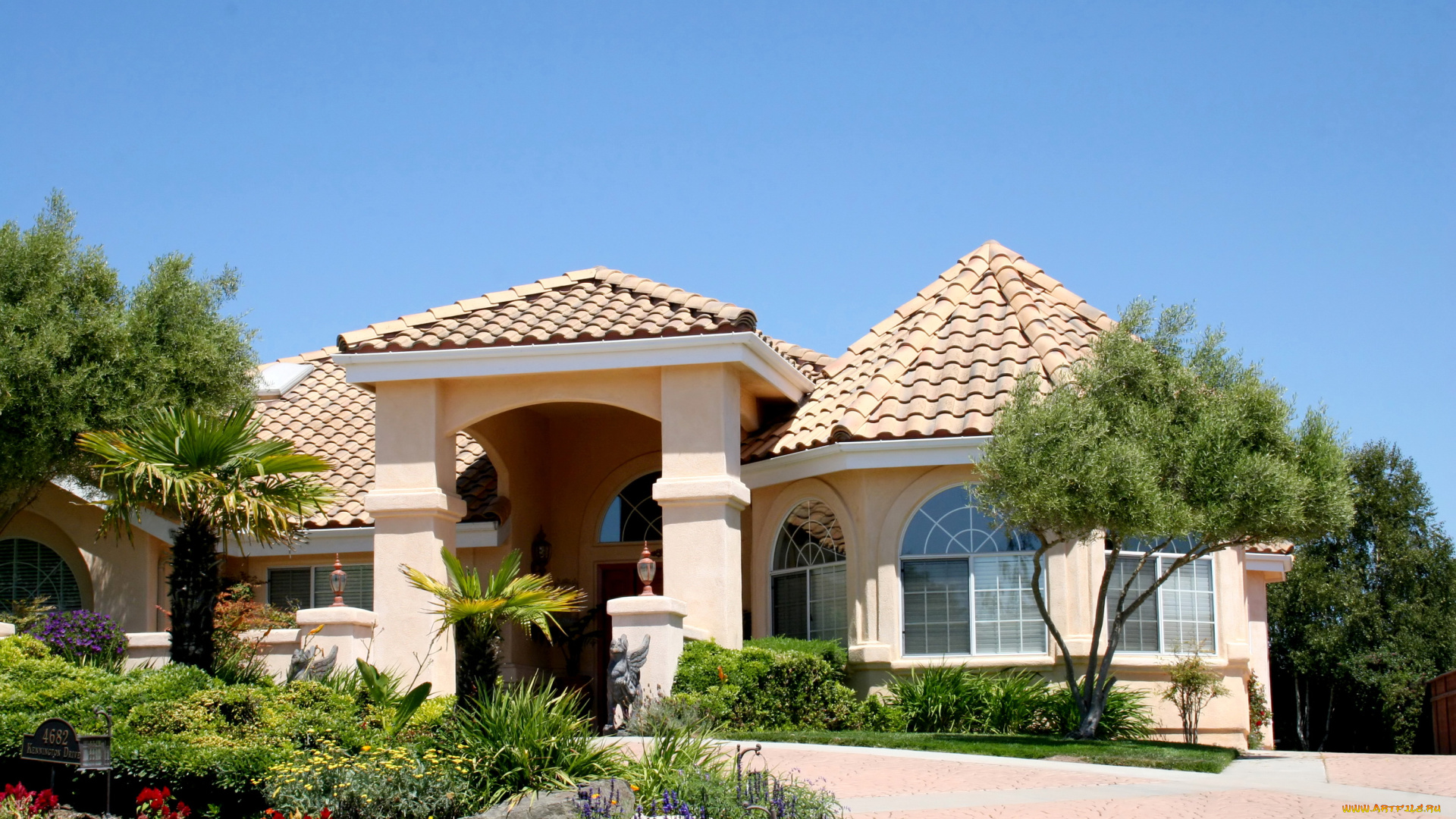 города, -, здания, , дома, дом, особняк, дизайн, ландшафт, кусты