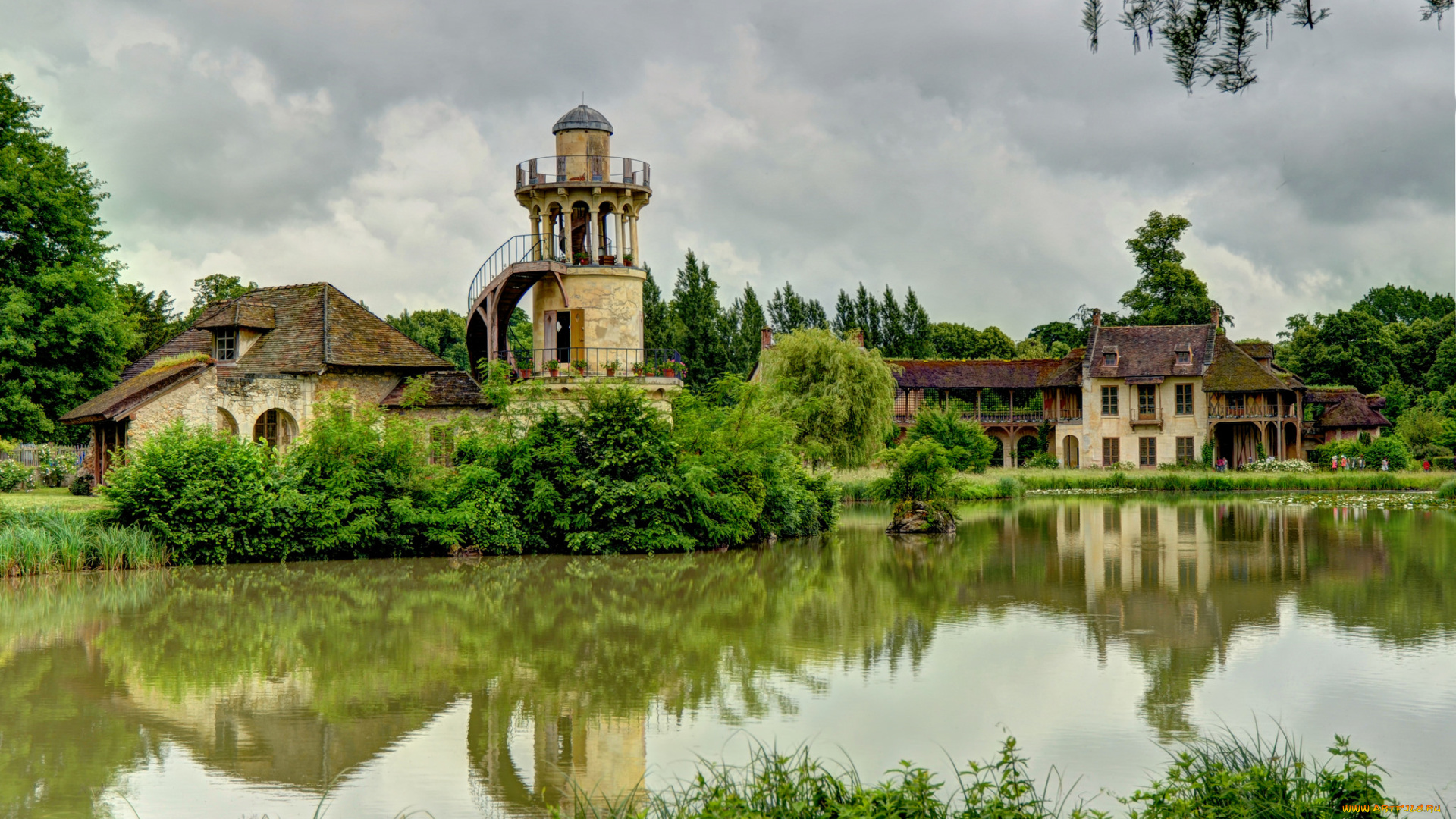 hameau, de, la, reine, города, -, пейзажи, версаль, парк