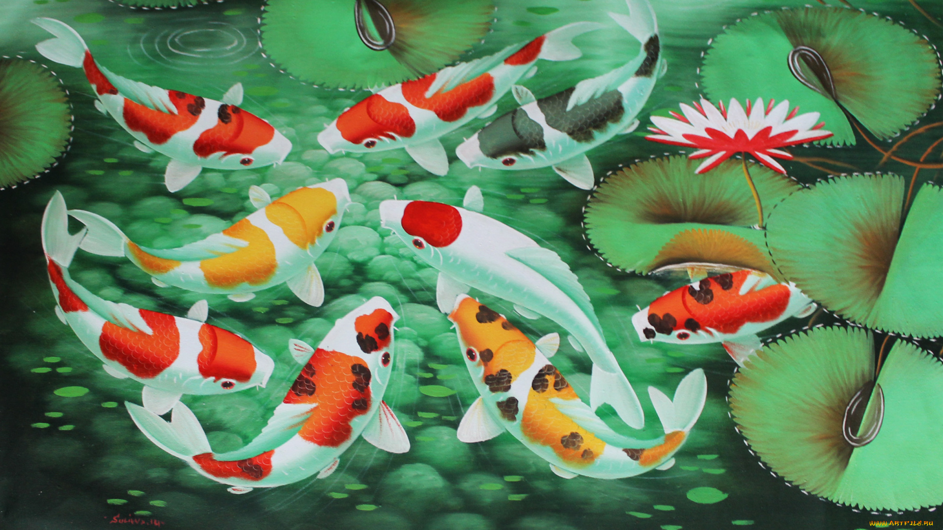 рисованное, животные, , рыбы, рыбки, вода