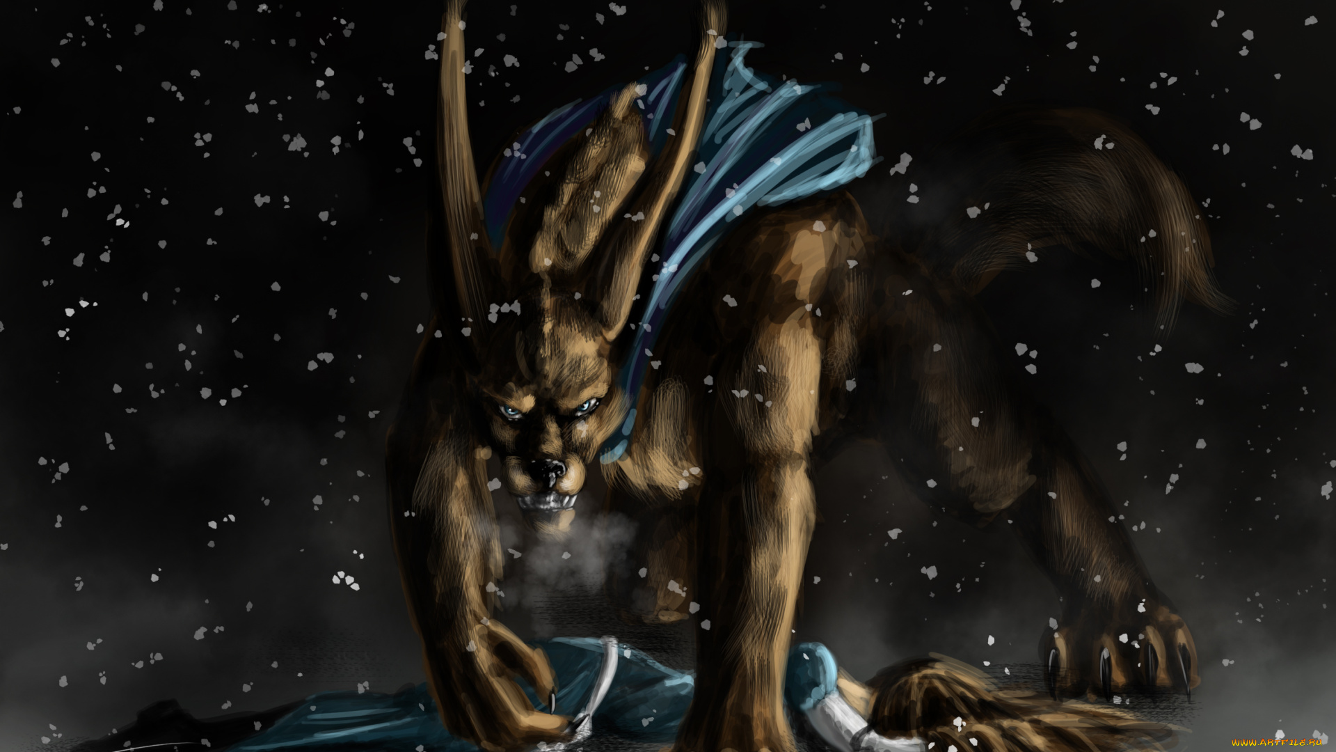 рисованное, животные, , сказочные, , мифические, клыки, пасть, уши