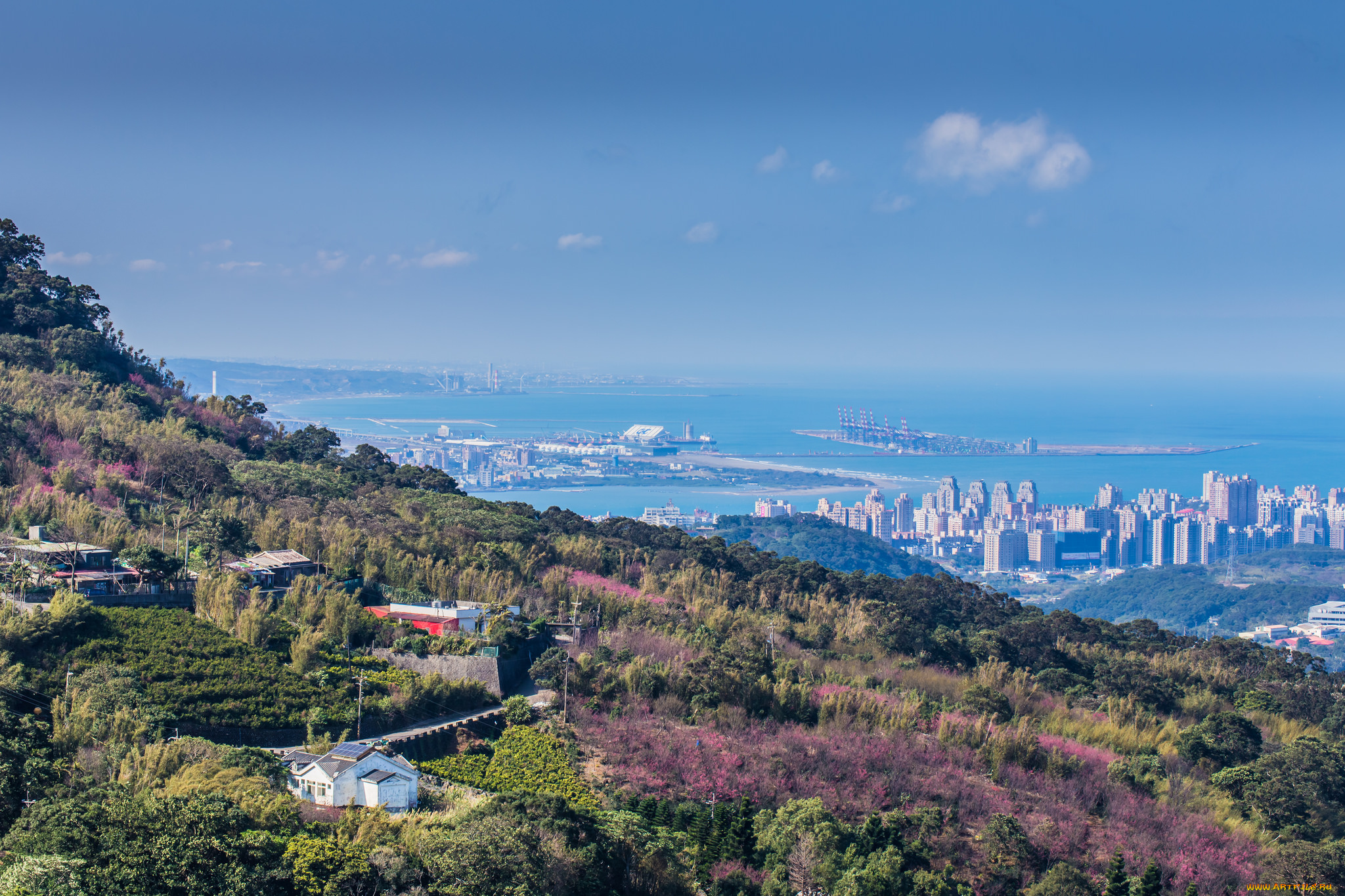 города, -, панорамы, панорама, город, облака, небо