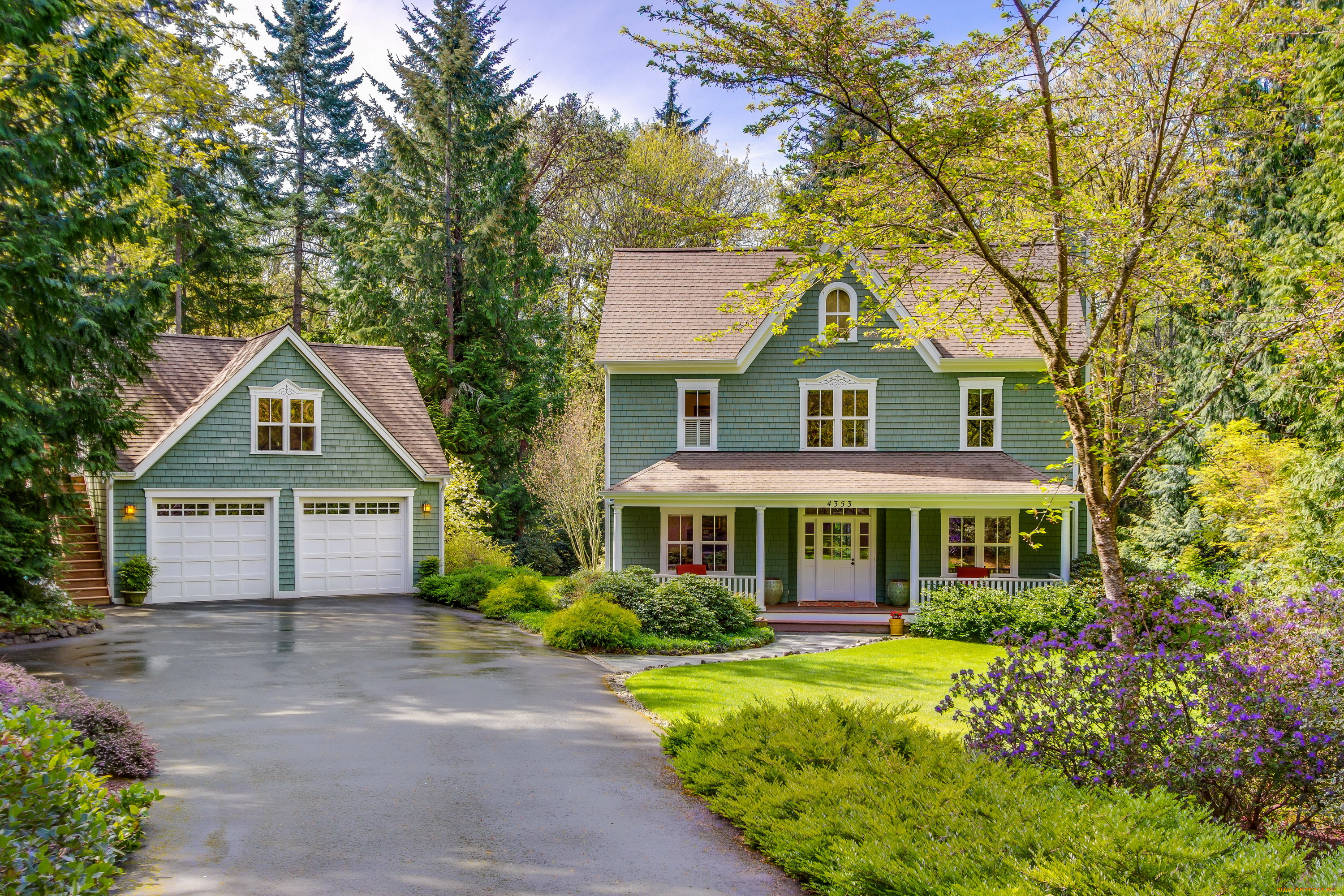 города, -, здания, , дома, ландшафт, особняк, дом, цветы, кусты, трава, дервья