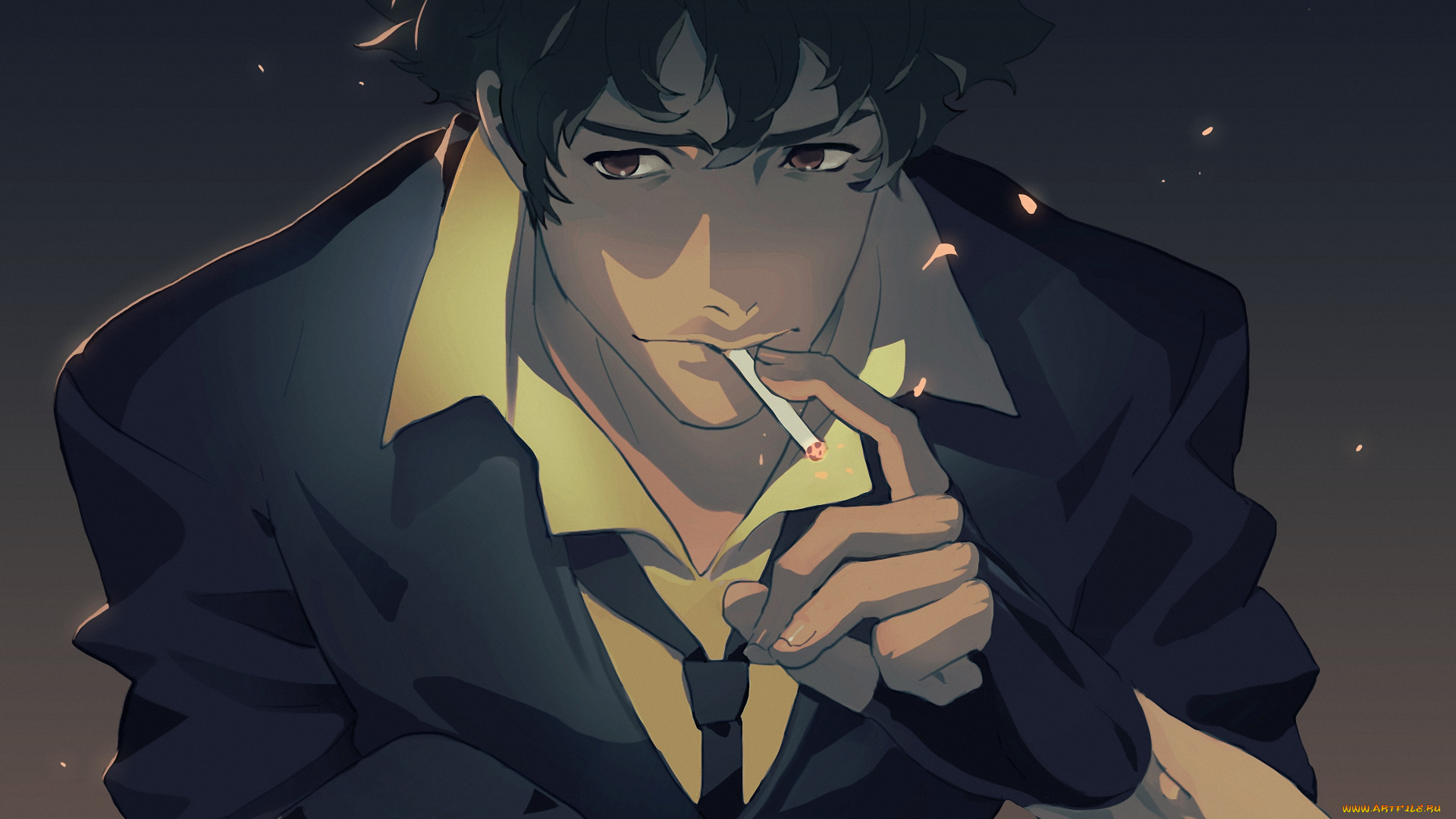 аниме, cowboy, bebop, spiegel, spike, мужчина, сигарета