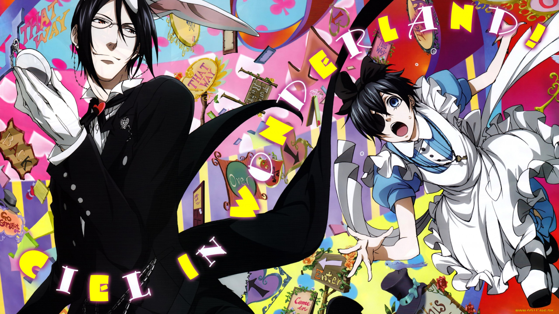 аниме, kuroshitsuji, страна, чудес, сиэль, себастьян