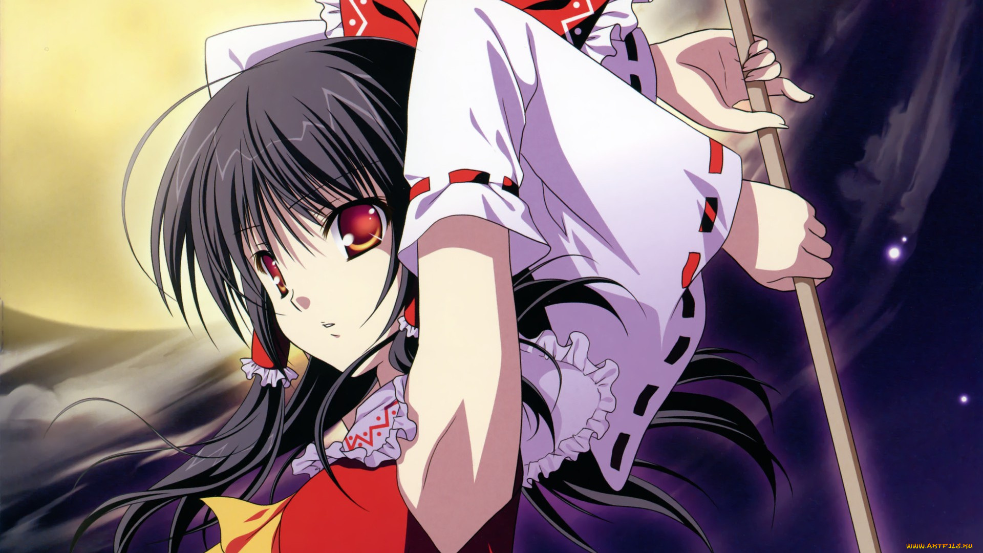 аниме, touhou, девушка, взгляд, фон