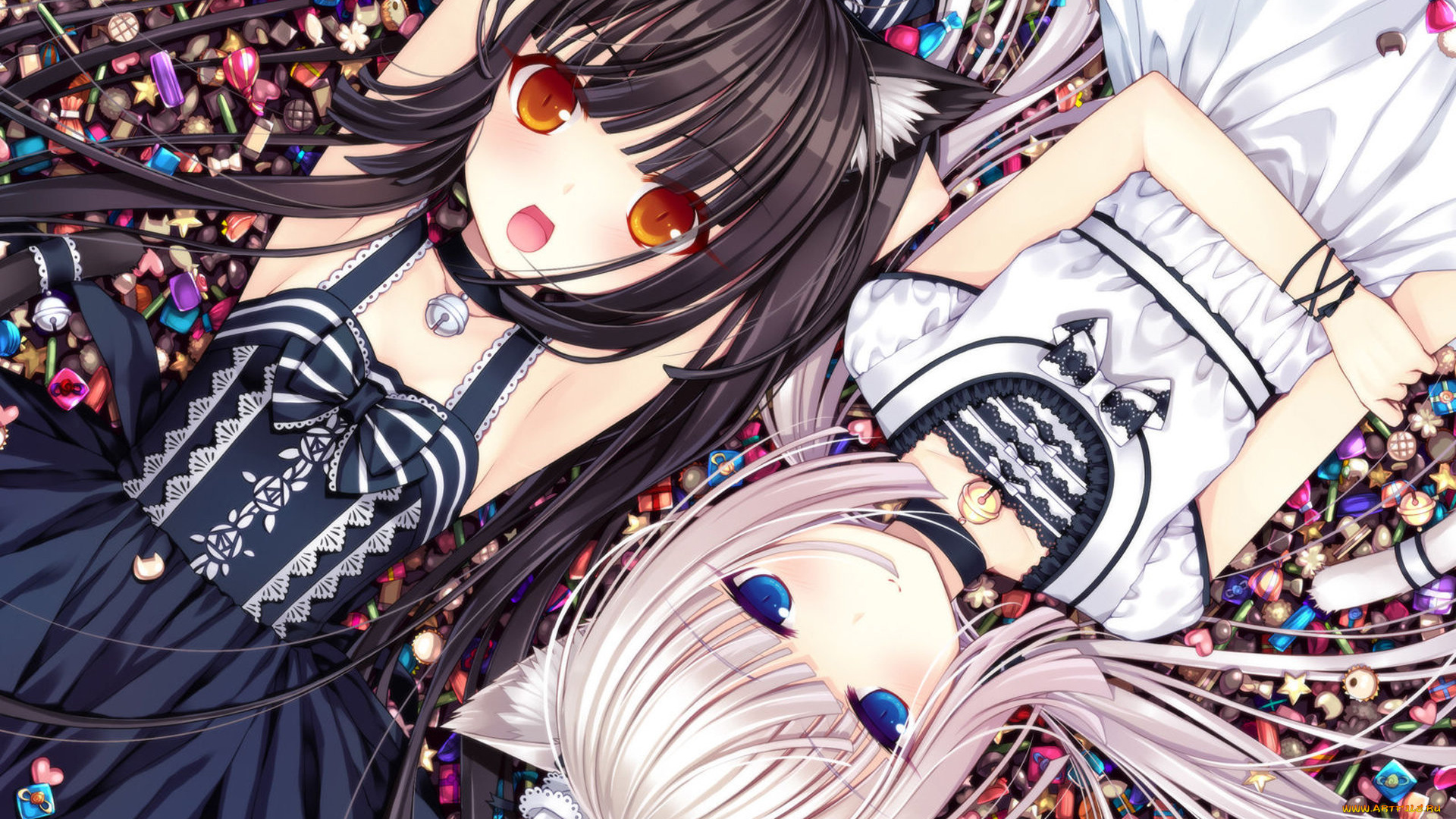 аниме, touhou, девушки, взгляд, фон