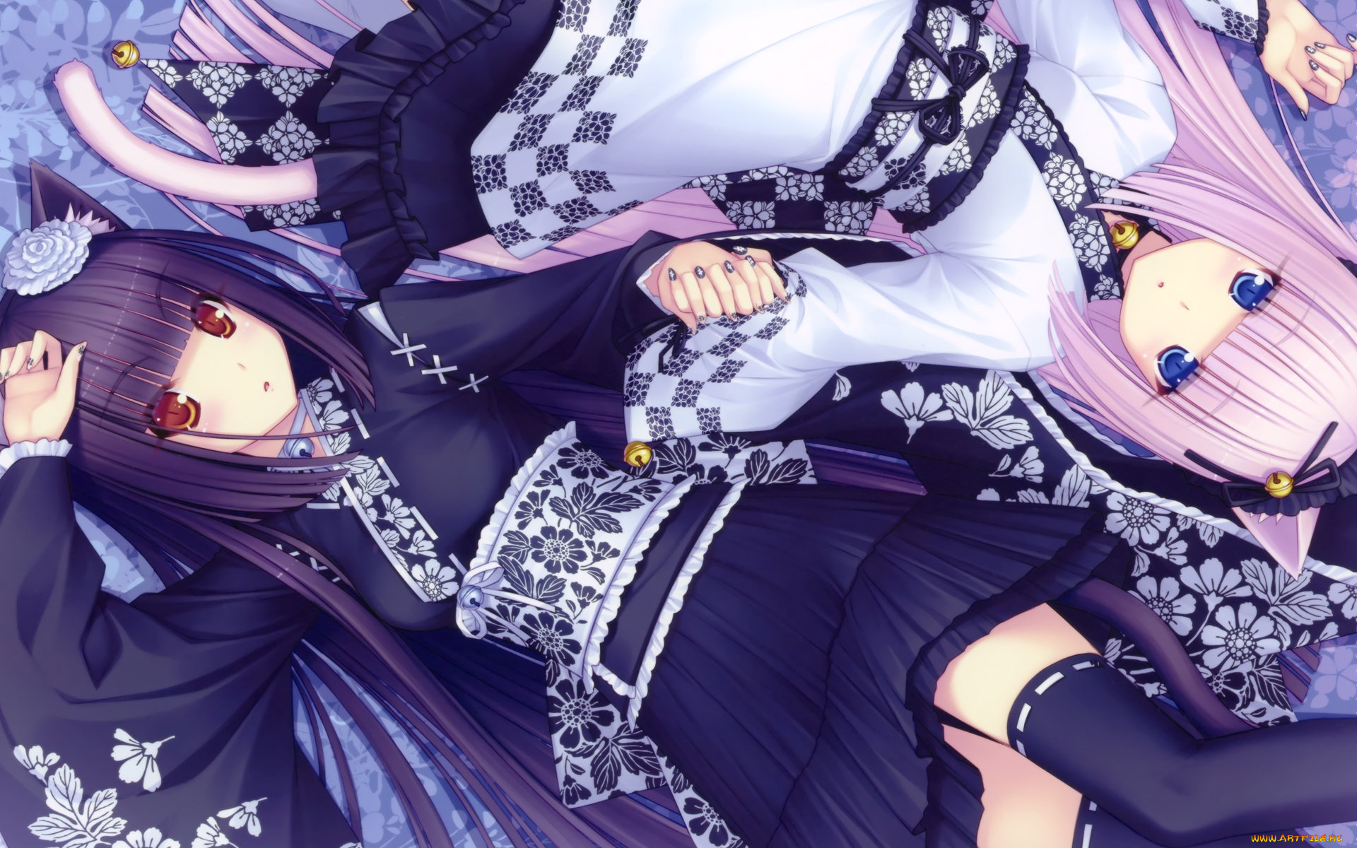 аниме, touhou, девушки, взгляд, фон