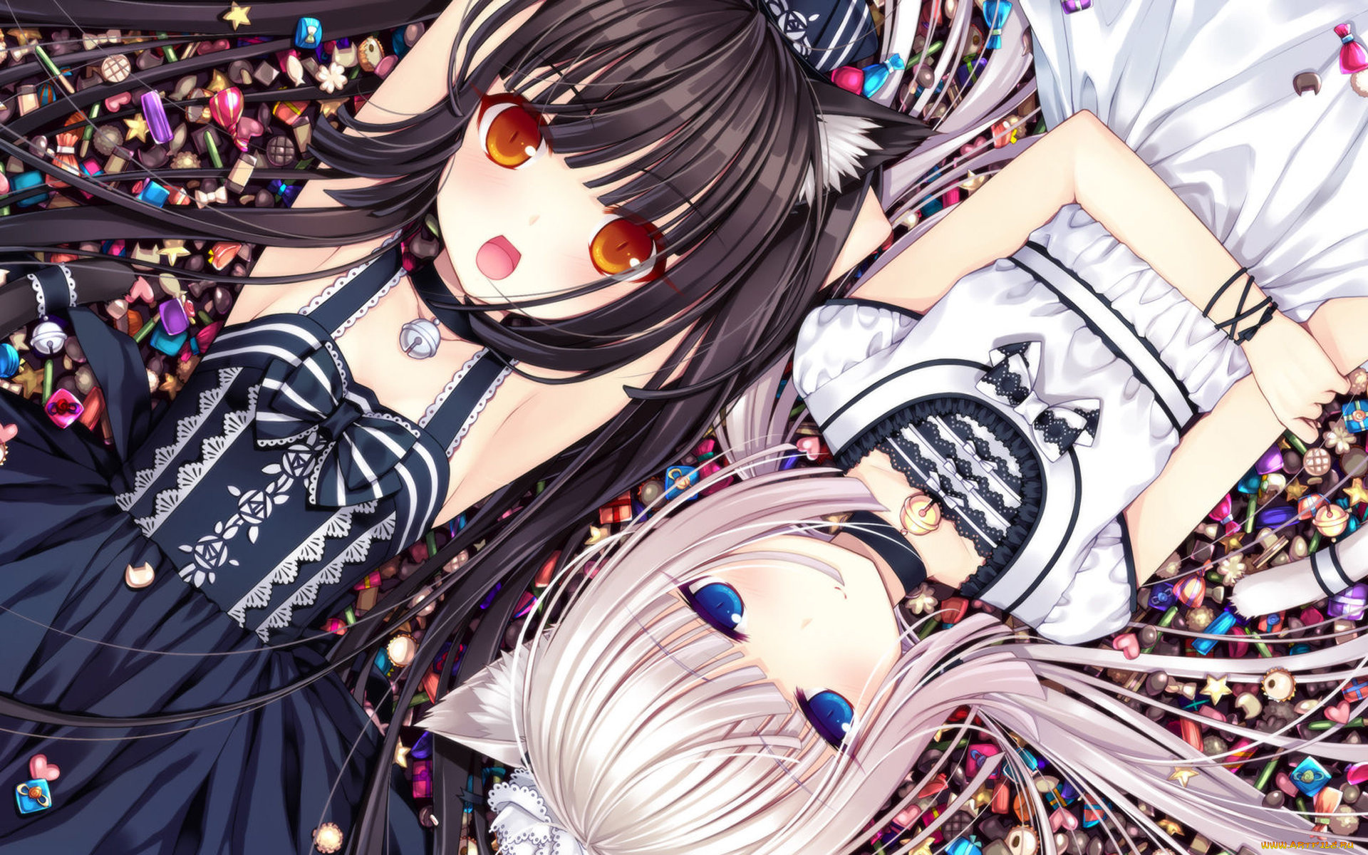 аниме, touhou, девушки, взгляд, фон