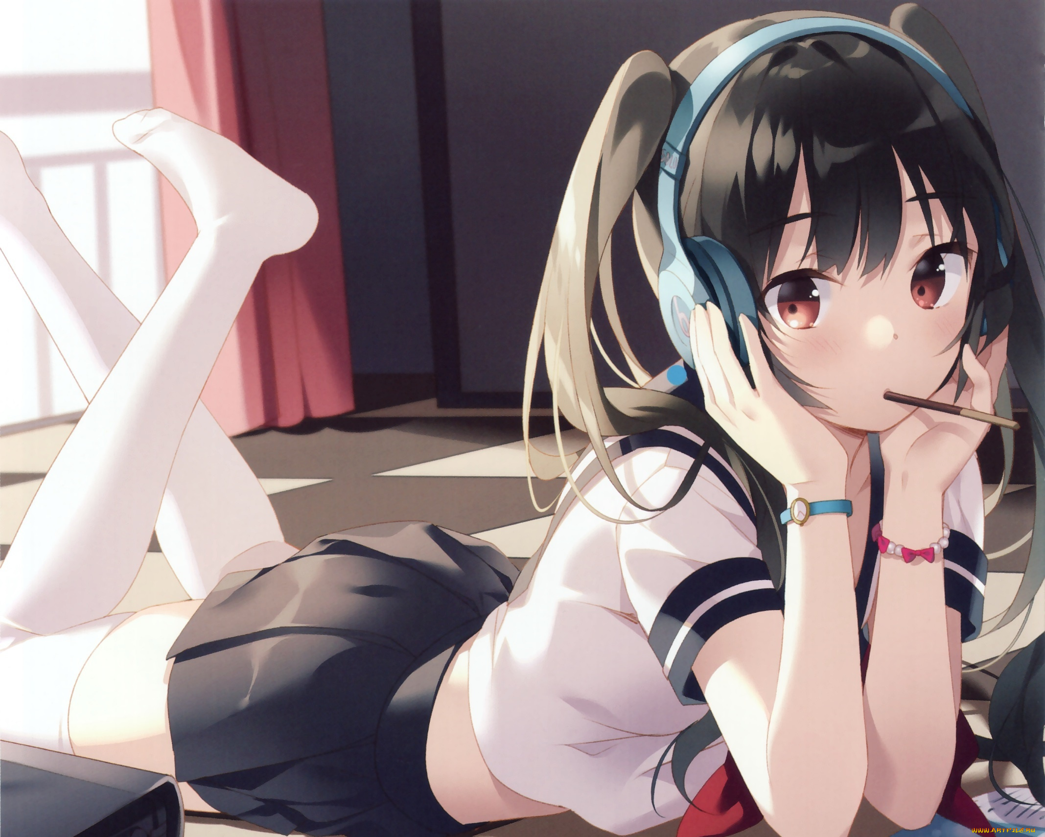 аниме, unknown, , другое, взгляд, девушка, фон