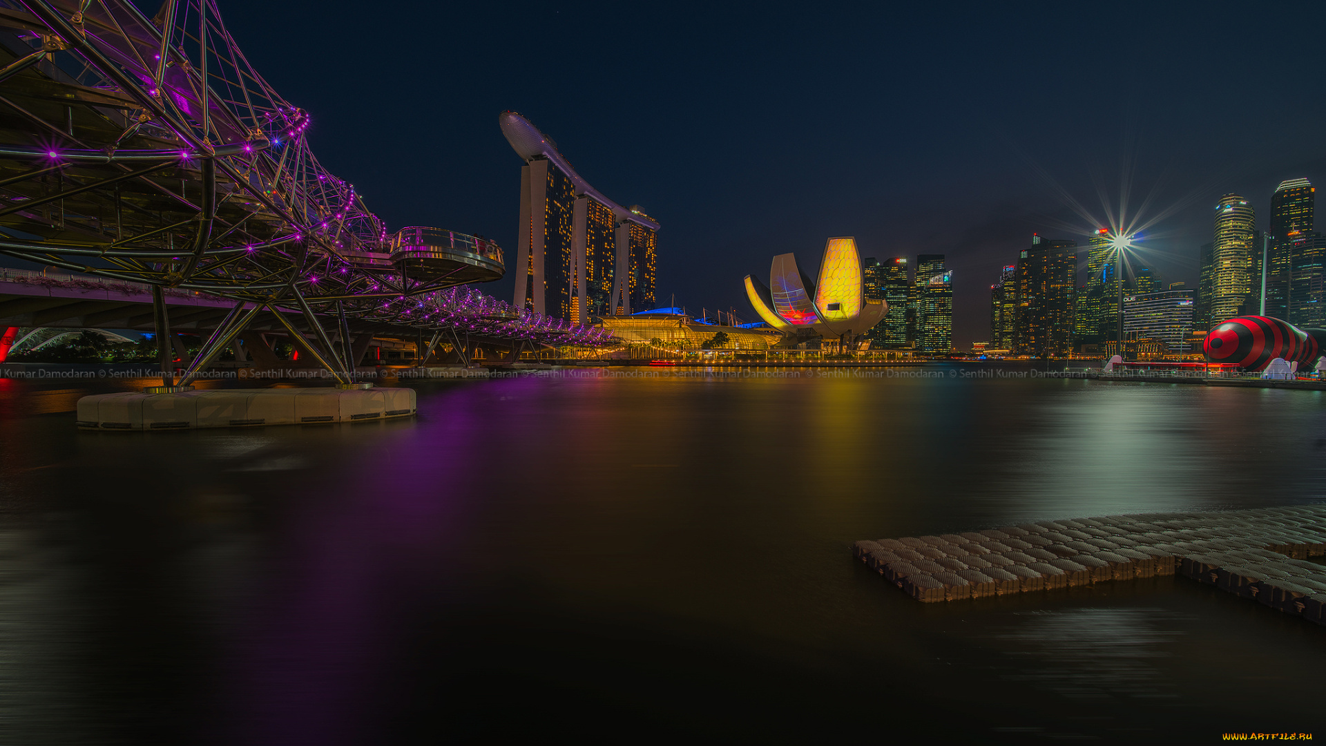 singapore, города, сингапур, , сингапур, ночь, огни