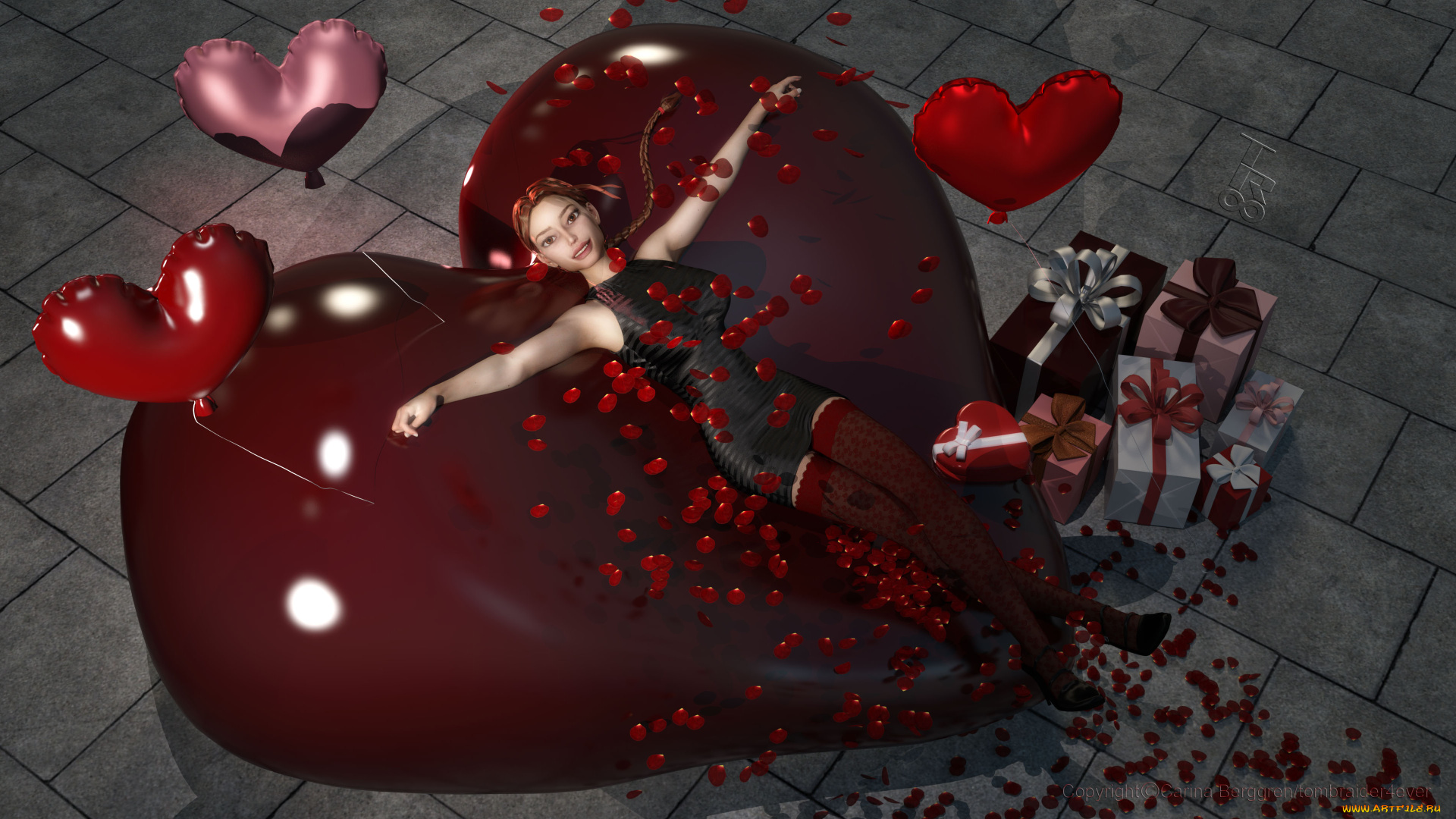 3д, графика, праздники, , holidays, фон, взгляд, девушка