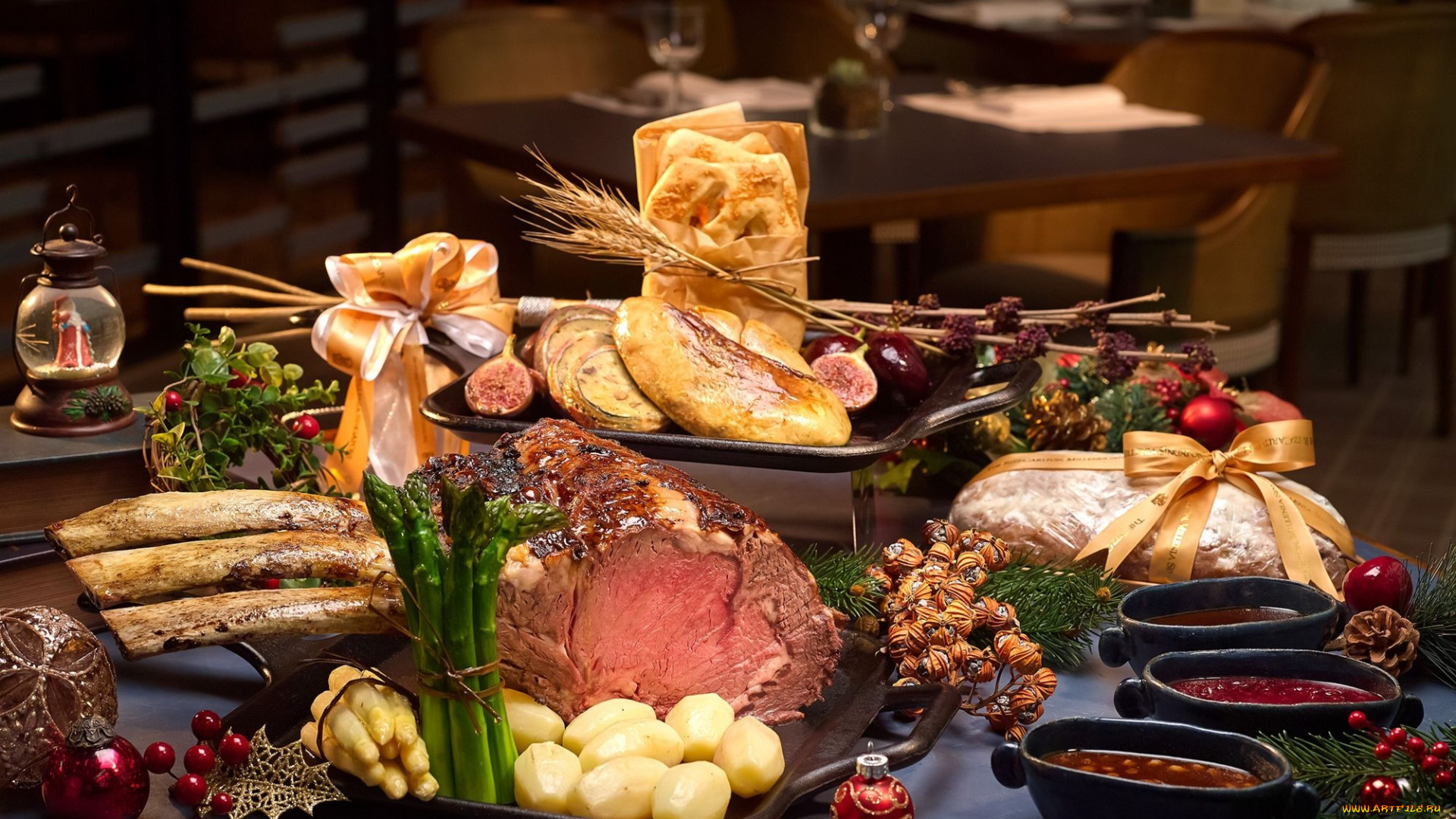 еда, мясные, блюда, соусы, спаржа, буженина