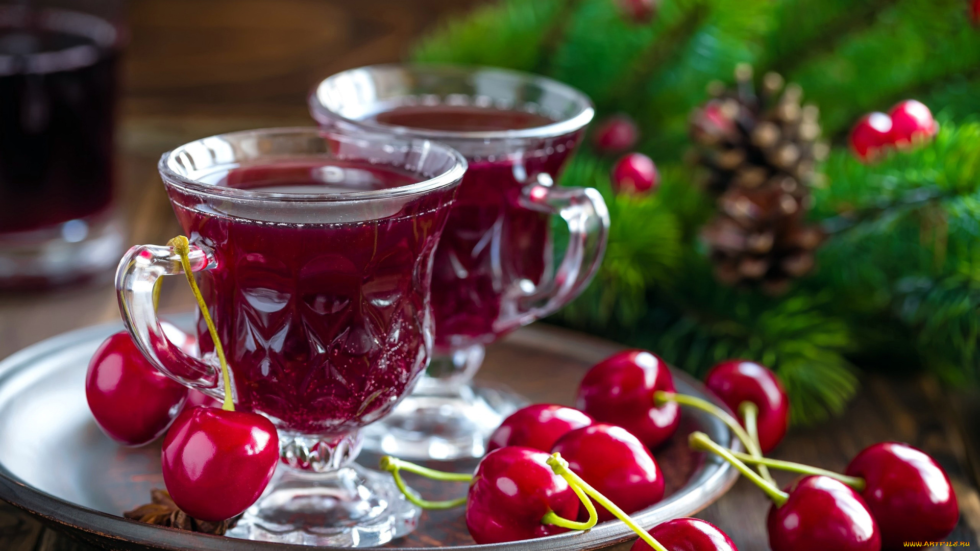 еда, напитки, компот, вишни