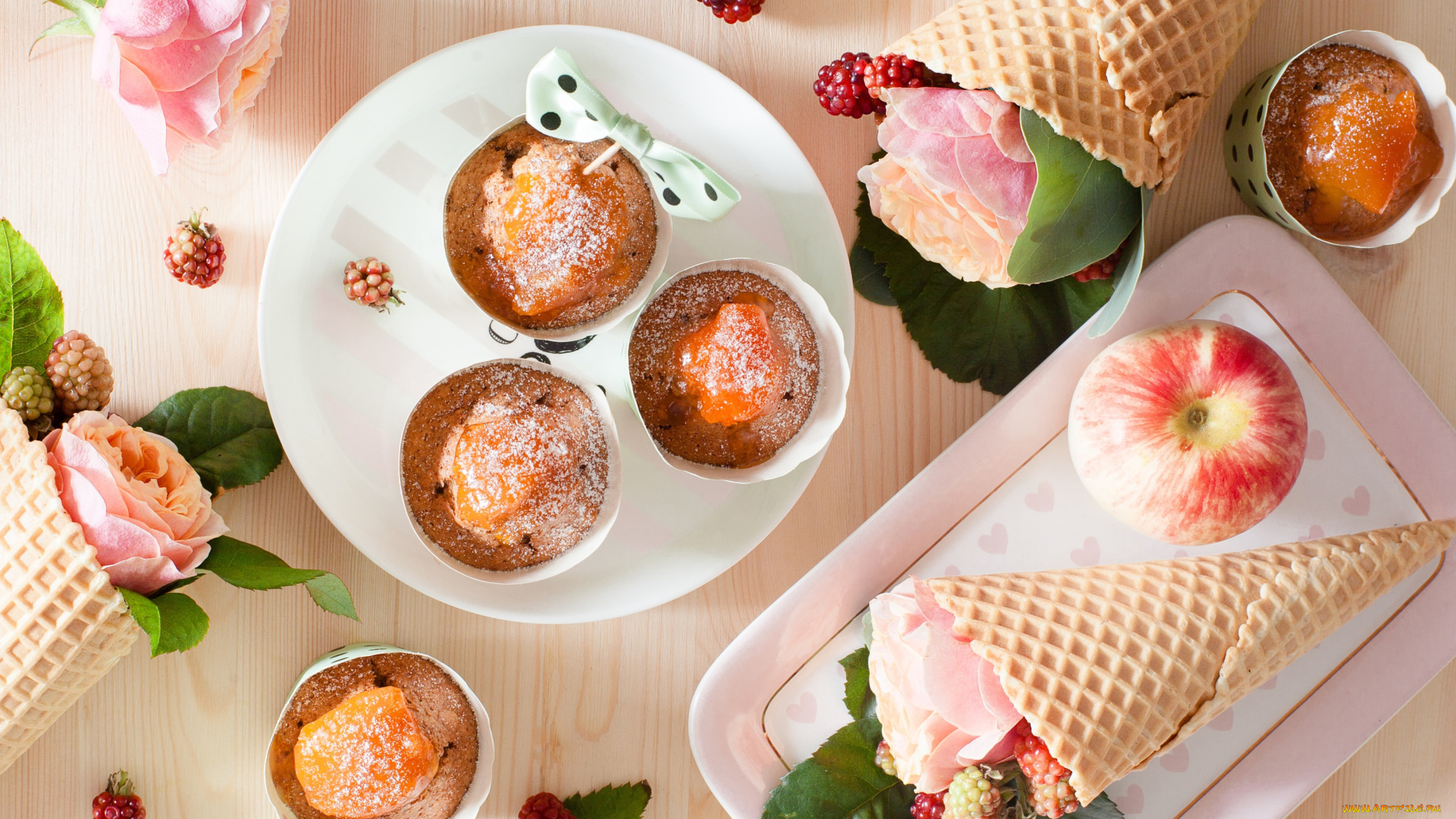 еда, пирожные, , кексы, , печенье, рожок, яблоко, кекс, розы, тыквенный, маффины, вафли