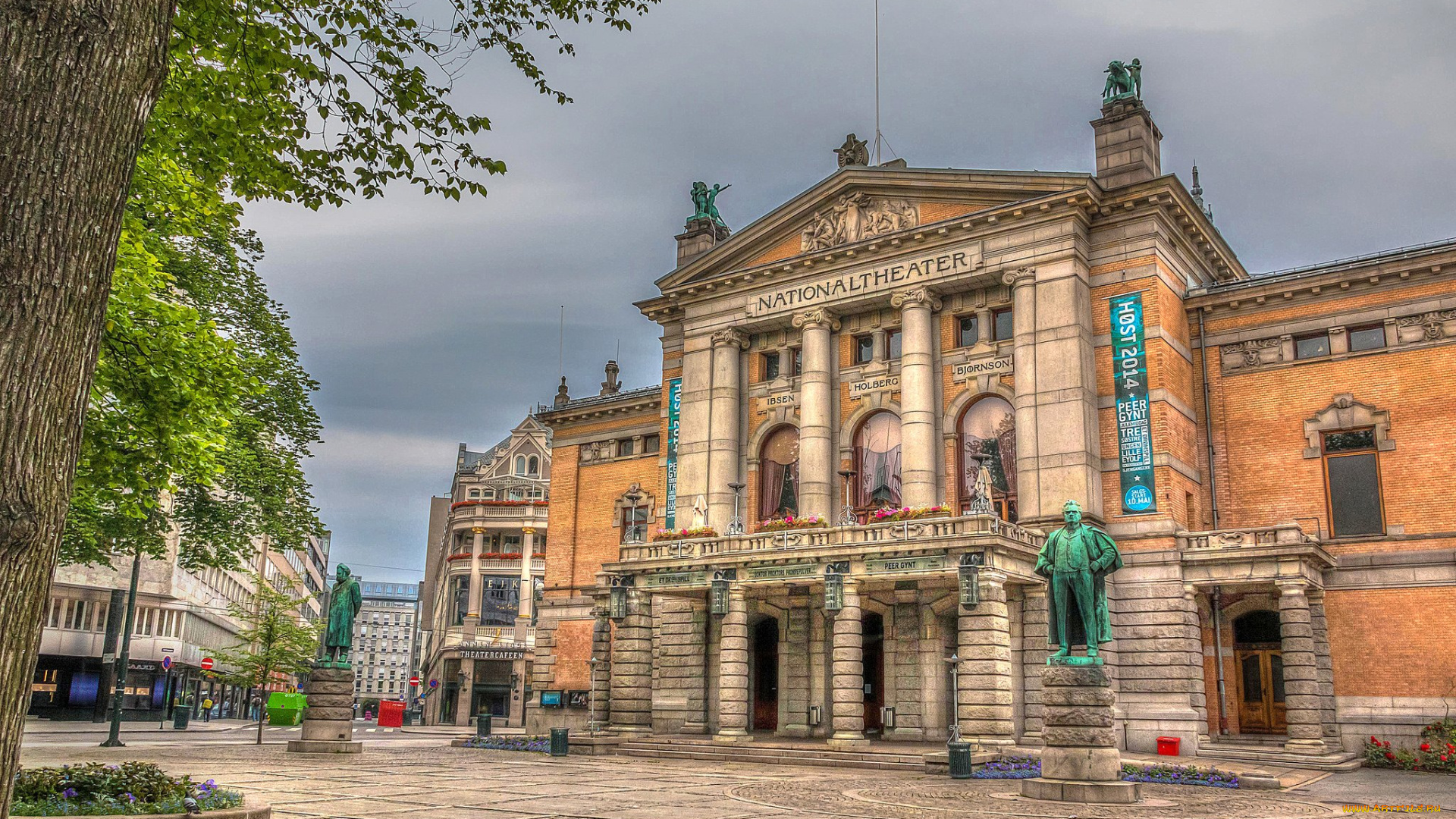 города, осло, , норвегия, памятники, площадь