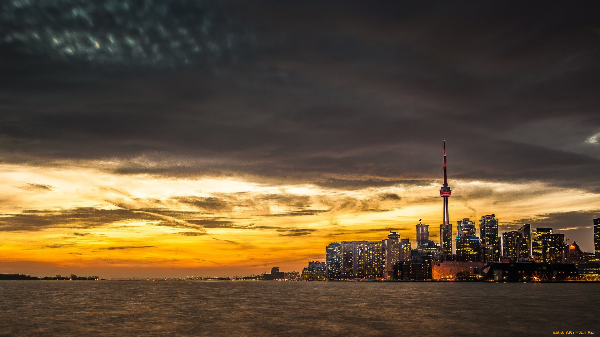 города, торонто, , канада, вечер