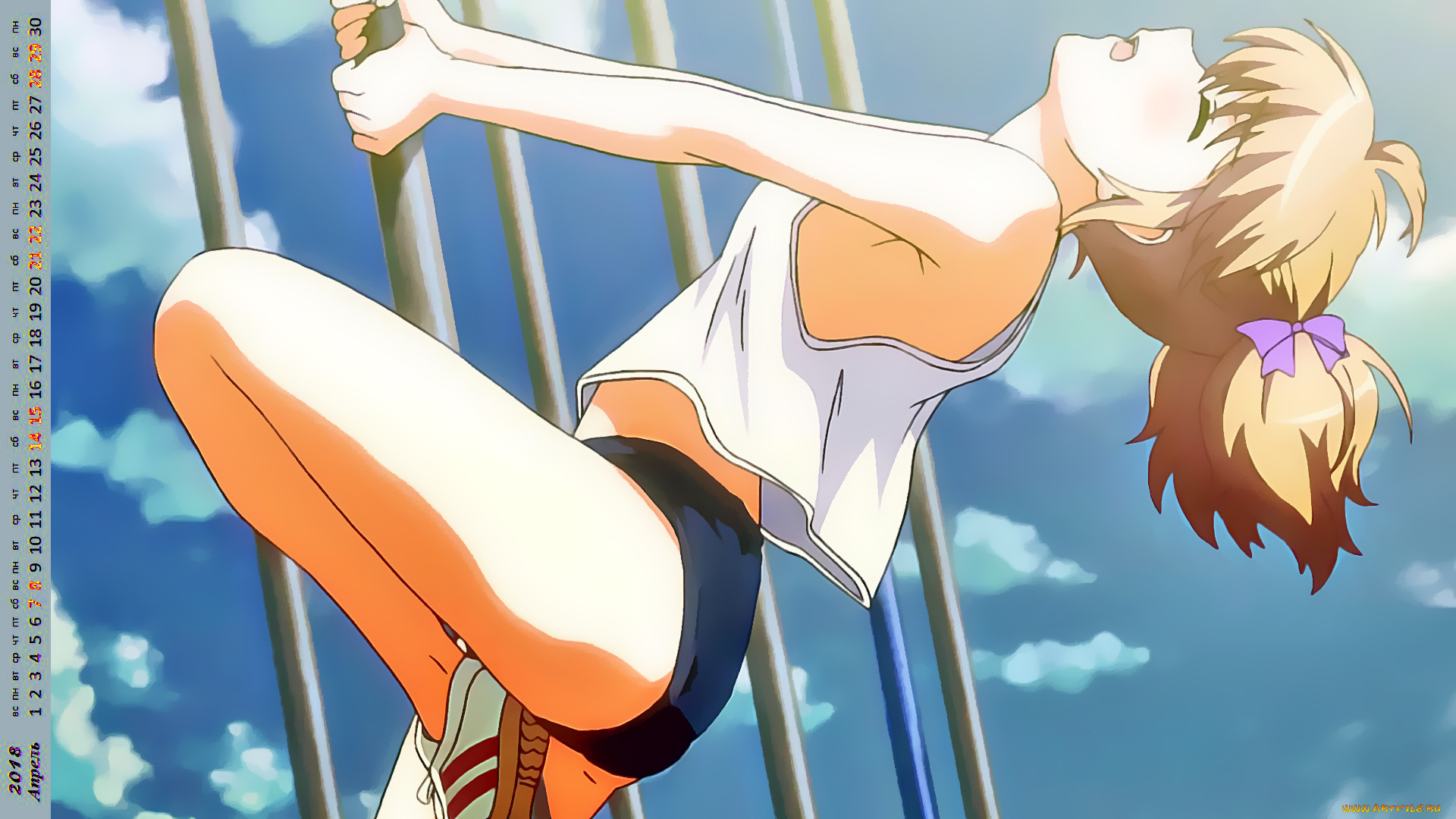 календари, аниме, девочка, упражнение