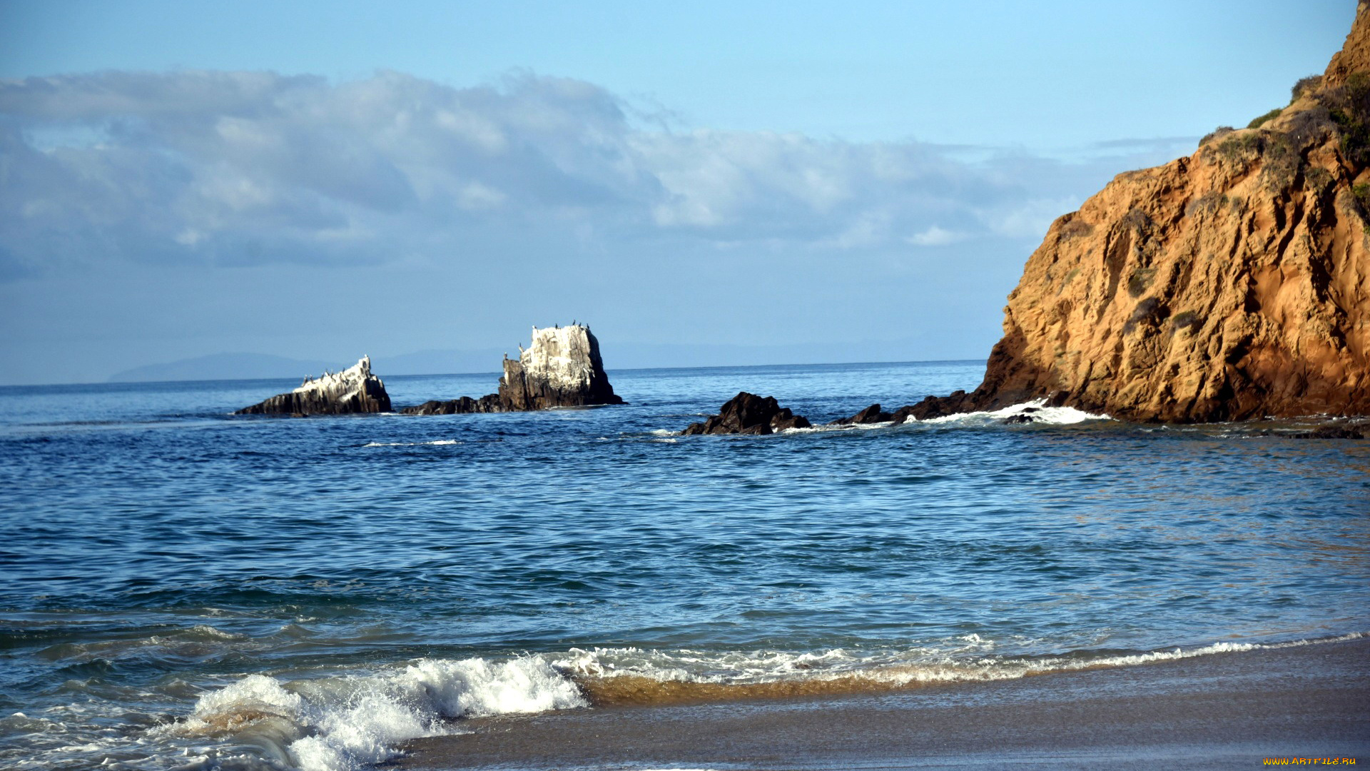 природа, побережье, скалы, волны