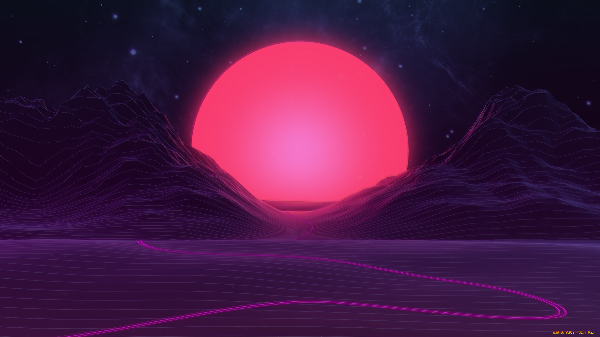 векторная, графика, природа, , nature, synthpop, synth, синти, синти-поп, музыка, свет, космос, звезды, солнце, горы, неон, графика