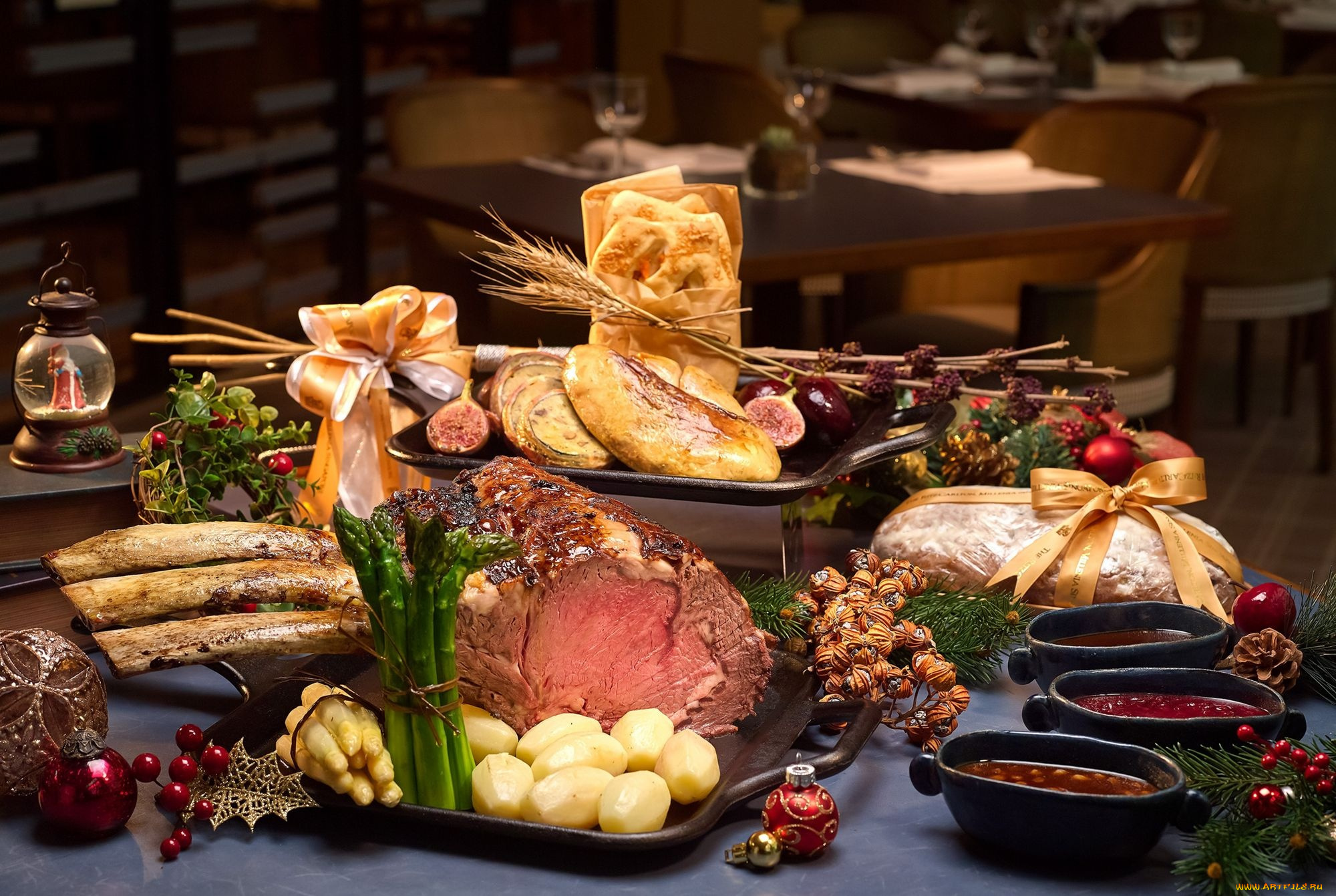 еда, мясные, блюда, соусы, спаржа, буженина