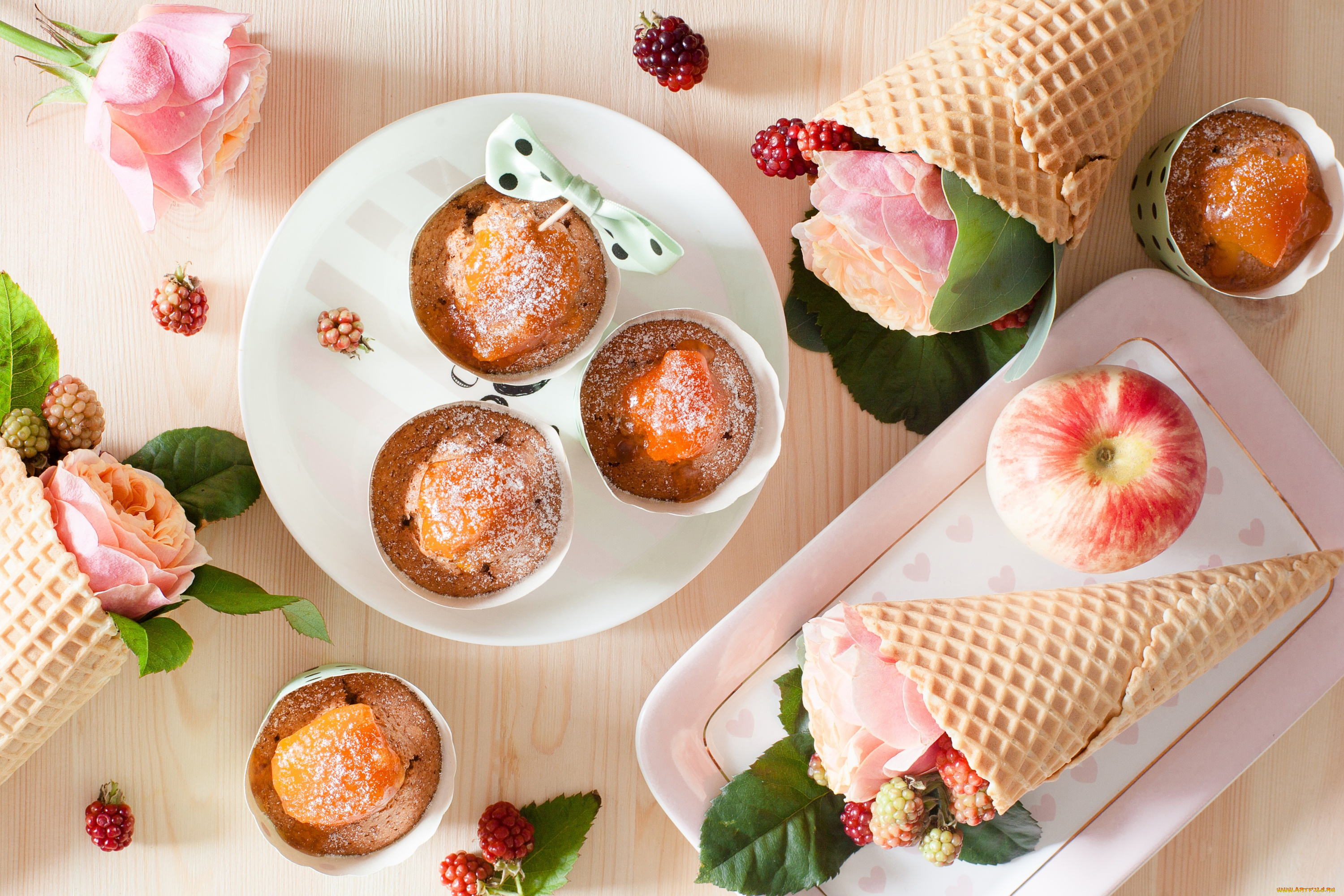 еда, пирожные, , кексы, , печенье, рожок, яблоко, кекс, розы, тыквенный, маффины, вафли