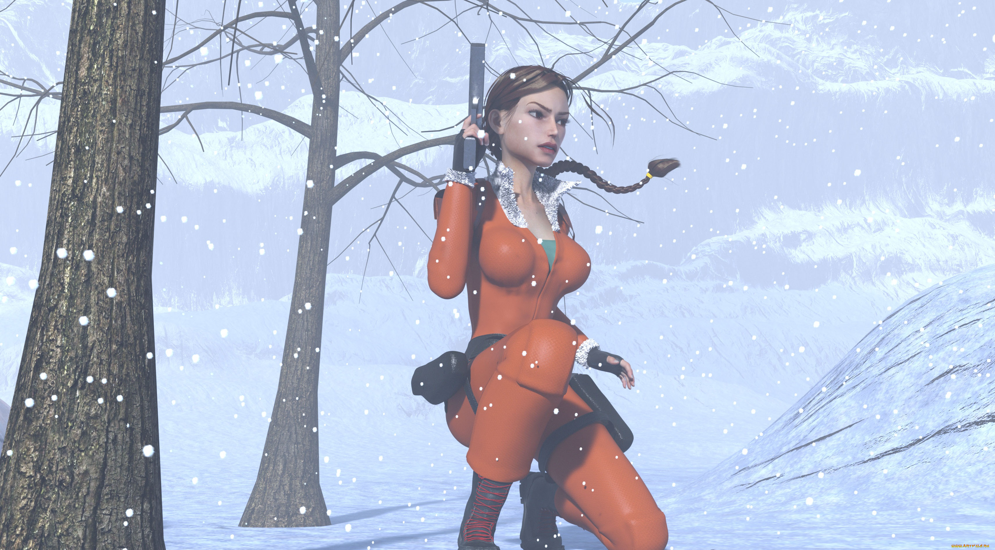 3д, графика, фантазия, , fantasy, фон, взгляд, девушка