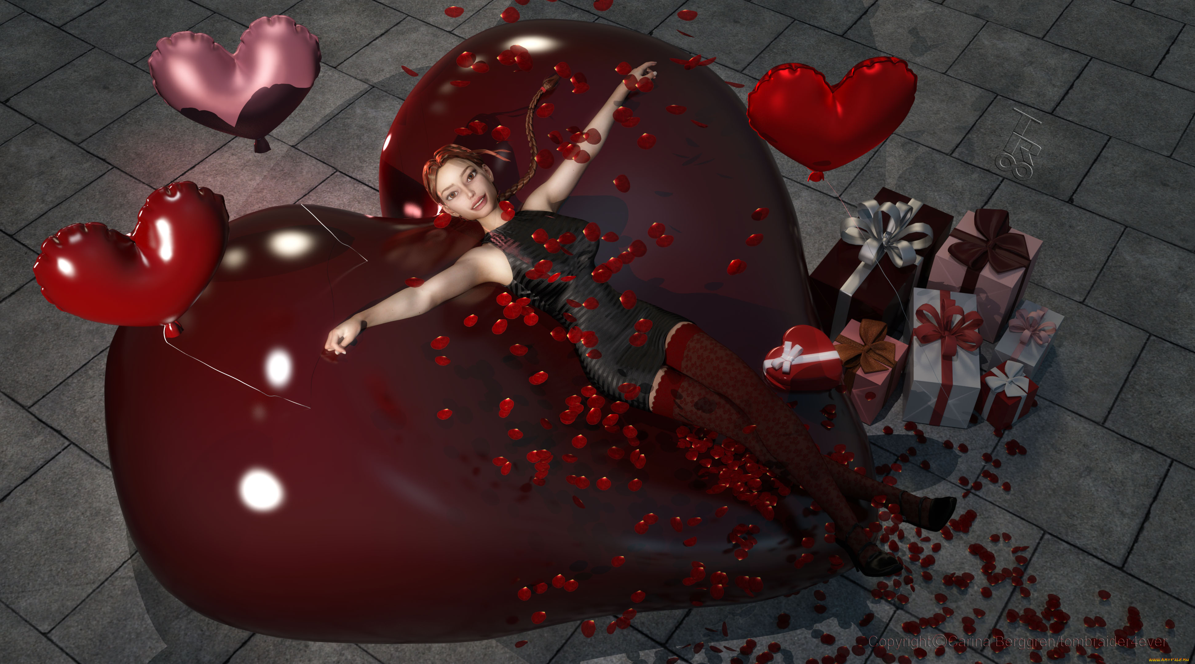 3д, графика, праздники, , holidays, фон, взгляд, девушка