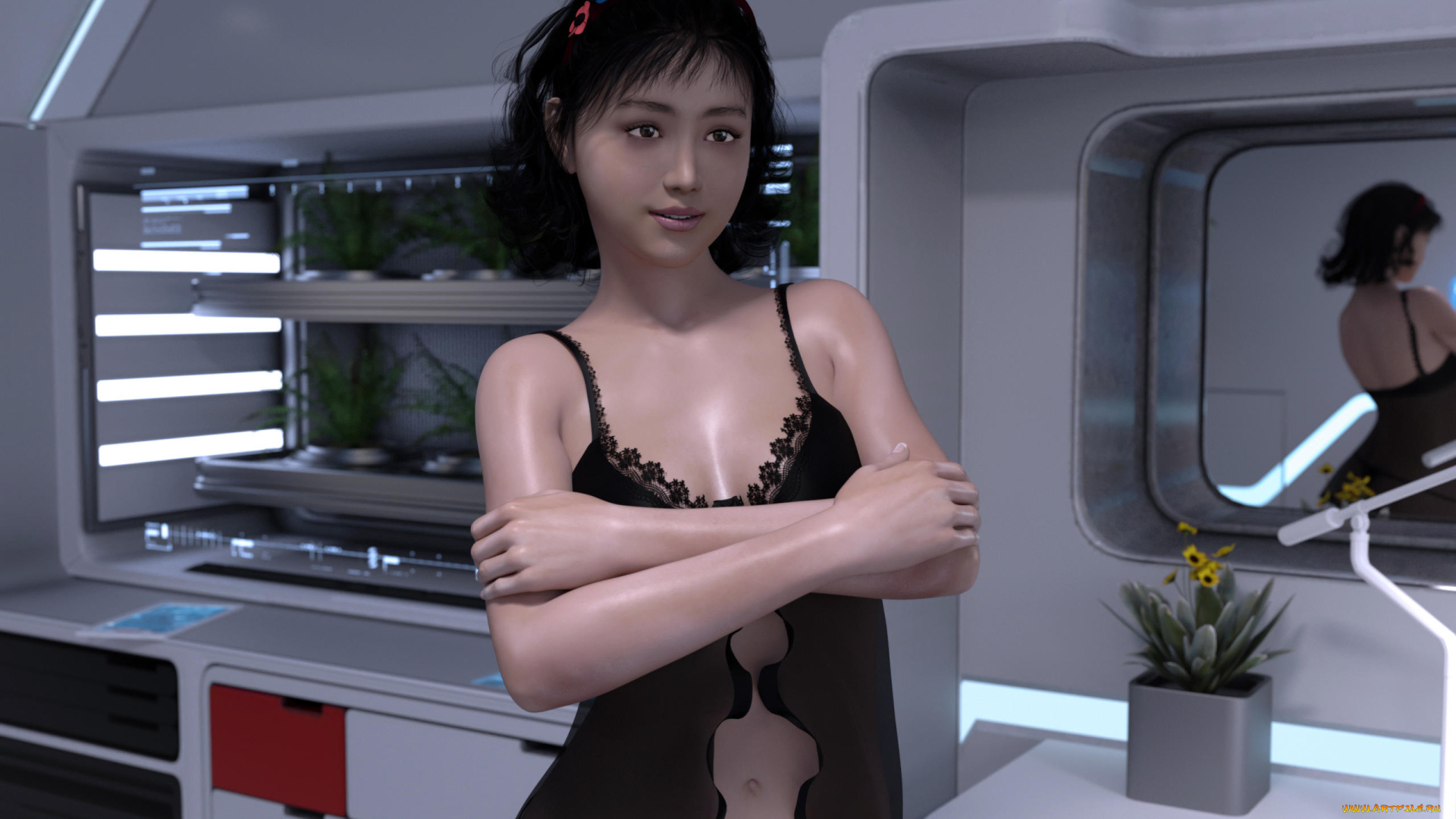 3д, графика, фантазия, , fantasy, фон, взгляд, девушка