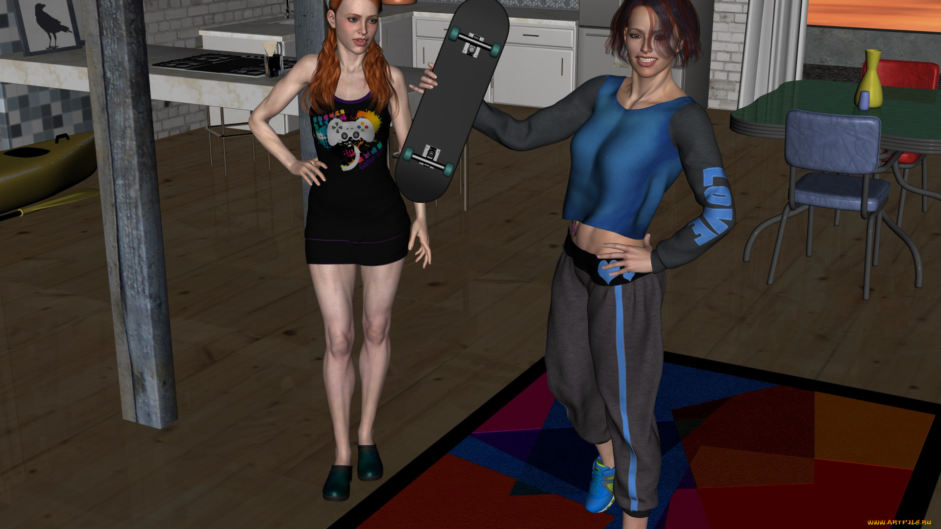 3д, графика, люди, , people, девушки, взгляд, фон