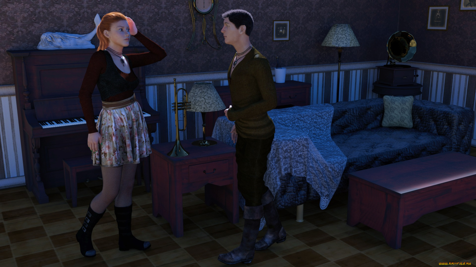 3д, графика, люди, , people, парень, фон, взгляд, девушка