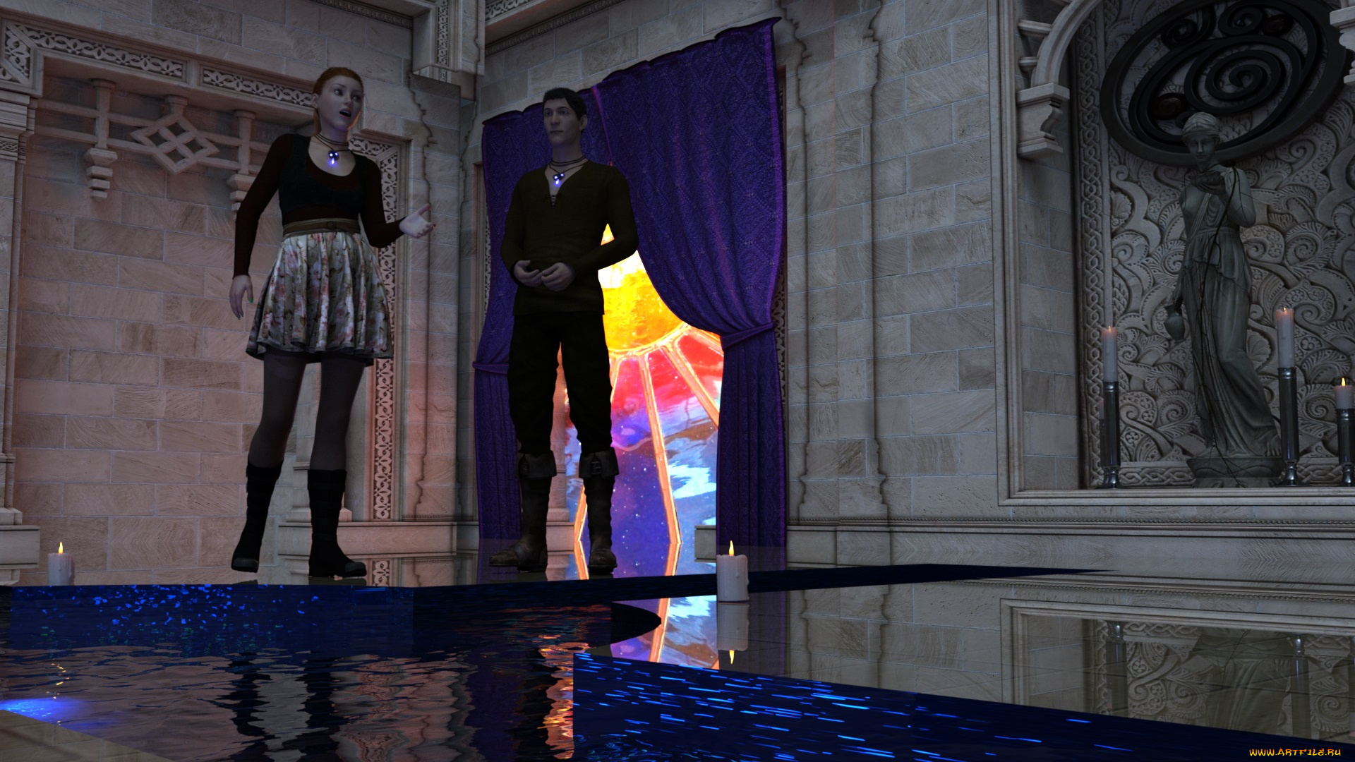 3д, графика, люди, , people, парень, фон, взгляд, девушка