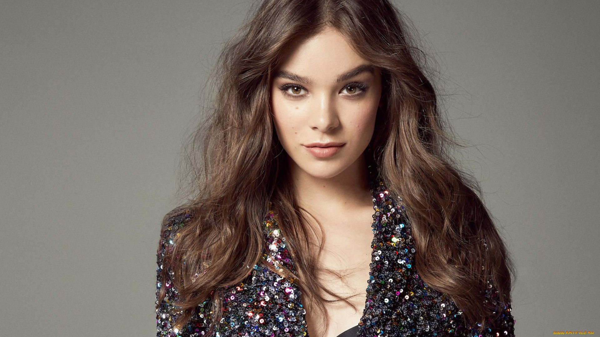 девушки, hailee, steinfeld, блестки, шатенка, лицо, актриса