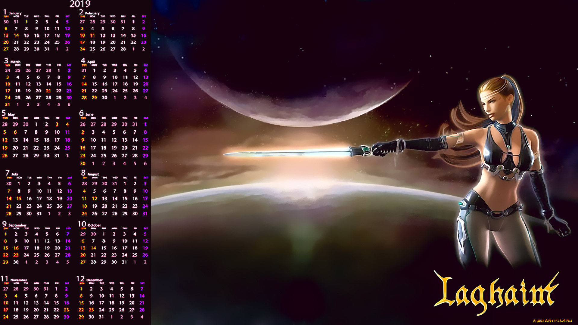 календари, видеоигры, девушка, оружие, планета