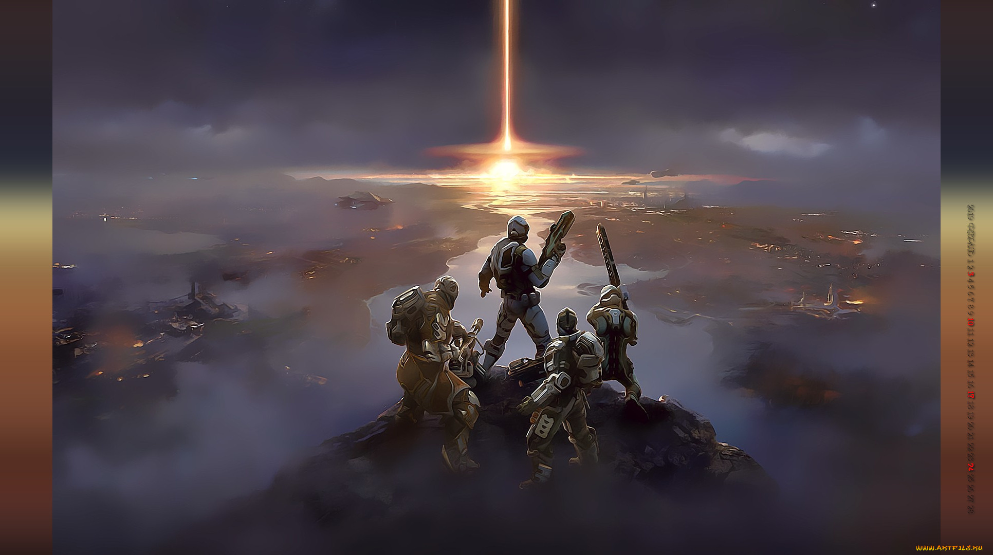 календари, фэнтези, солдат, оружие, свет